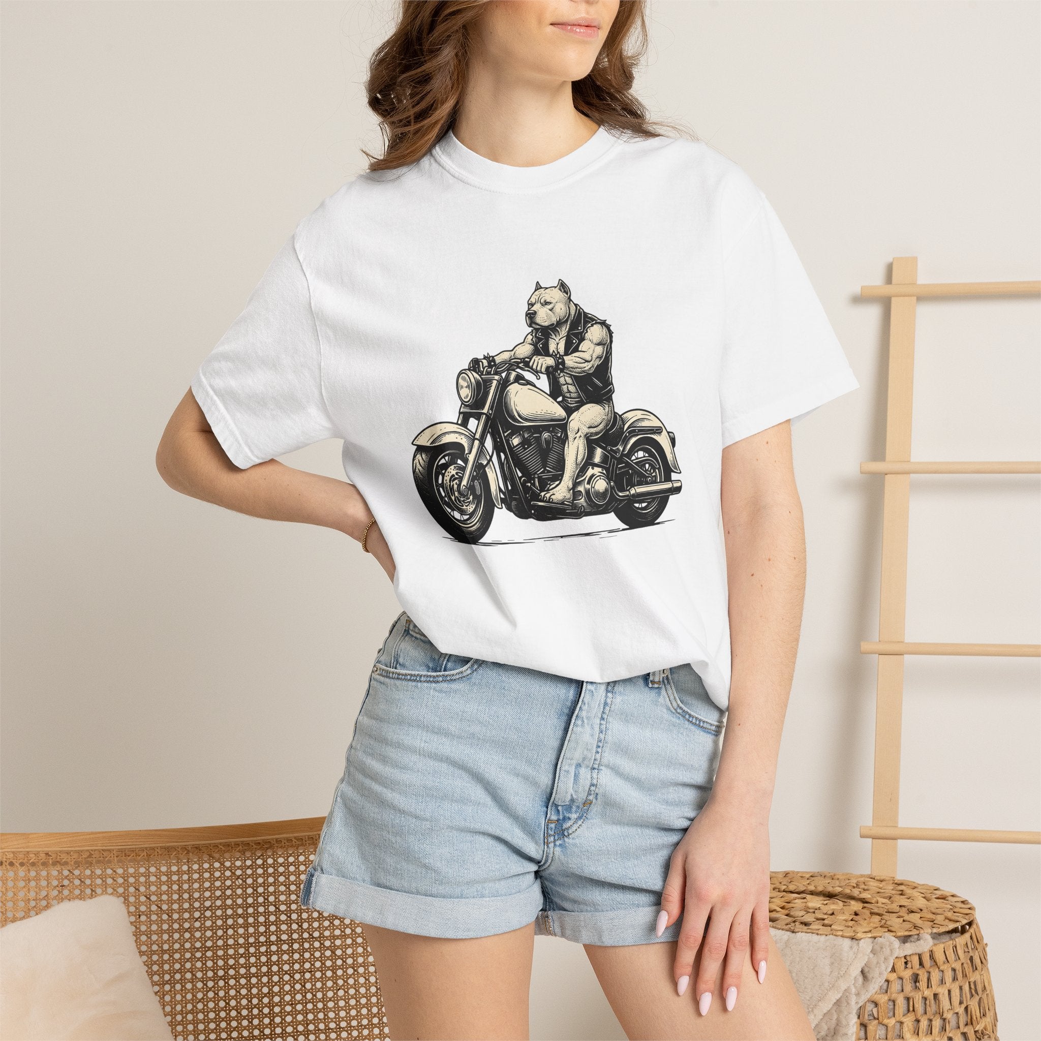 Biker Pup Shirt Dog Biker Gang Gift Women Old School Tee Puppy T-Shirt Dog Fan Retro Tshirt Motorcycle Graphic Classic Chopper Tshirt