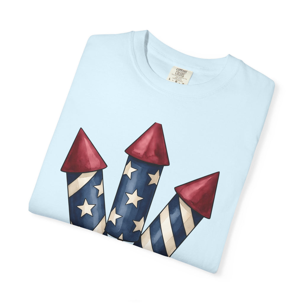 Firework Rockets Shirt 4th Of July Americana Gift Women Watercolor Tee Fireworks T-Shirt Patriotic Fan Pyrotechnics Tshirt American Graphic