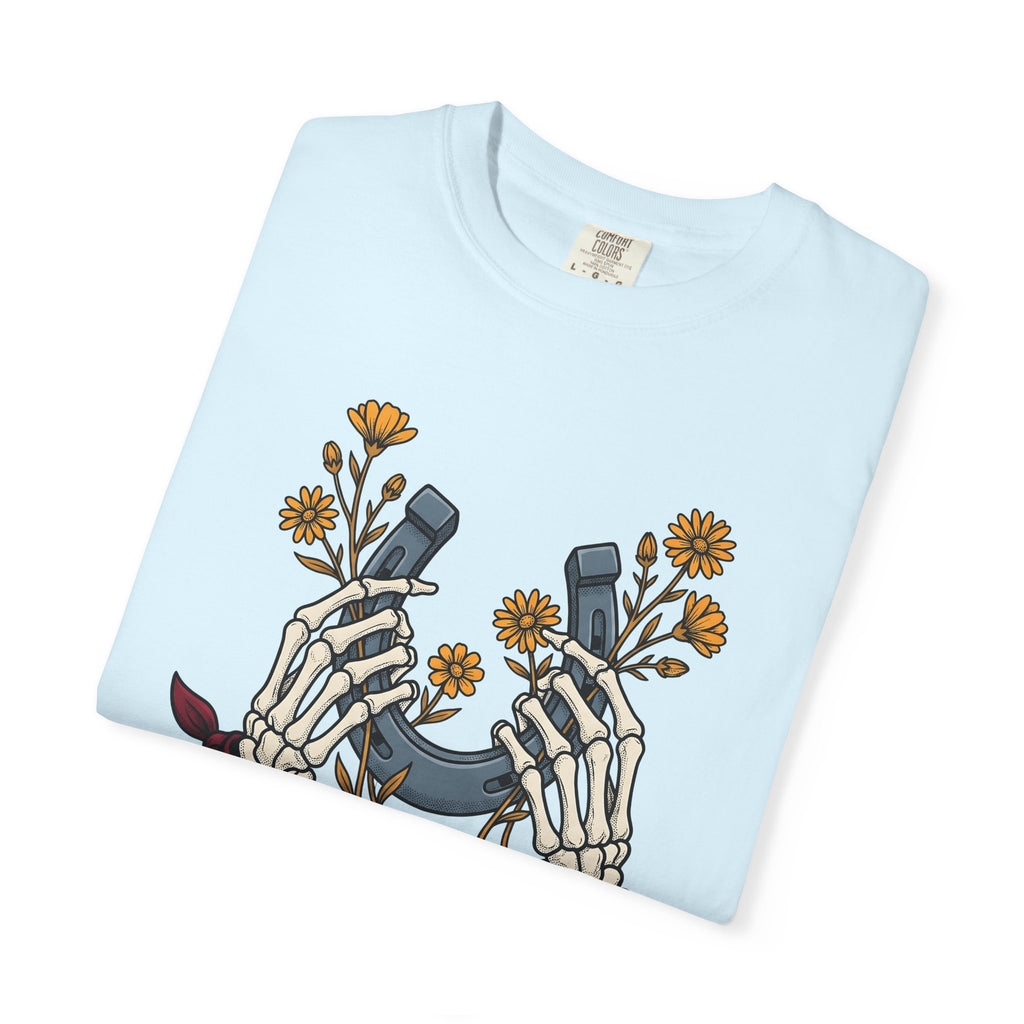 Bone Hands Horseshoe Shirt Cowgirl Ranch Gift Women Neo Traditional Tee Skeletal Hand T-Shirt Cowboy Fan Western Tshirt Farm Graphic Classic