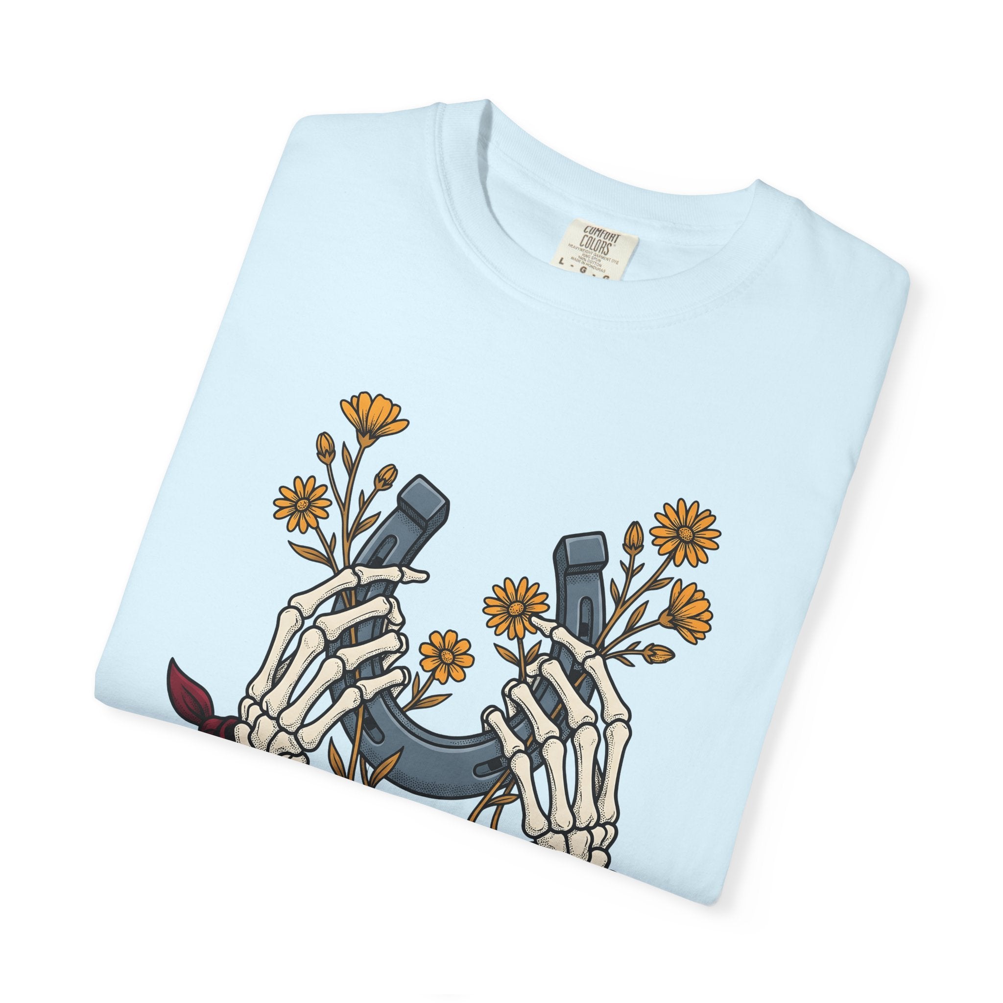 Bone Hands Horseshoe Shirt Cowgirl Ranch Gift Women Neo Traditional Tee Skeletal Hand T-Shirt Cowboy Fan Western Tshirt Farm Graphic Classic