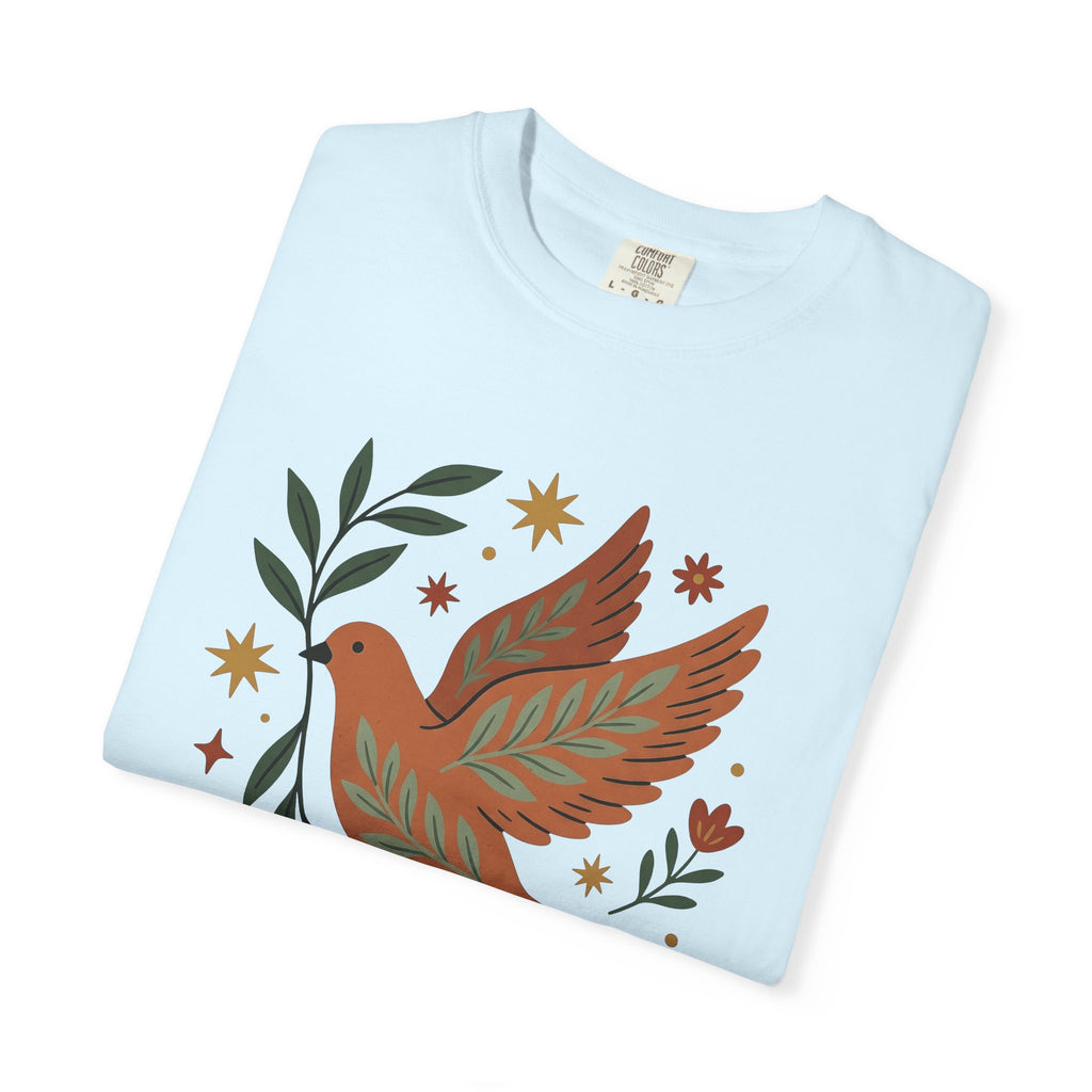 White Dove Shirt Easter Tranquility Gift Women Hand Drawn Tee Pigeon T-Shirt Easter Fan Dove Tshirt Peaceful Graphic Classic Branch Leaves