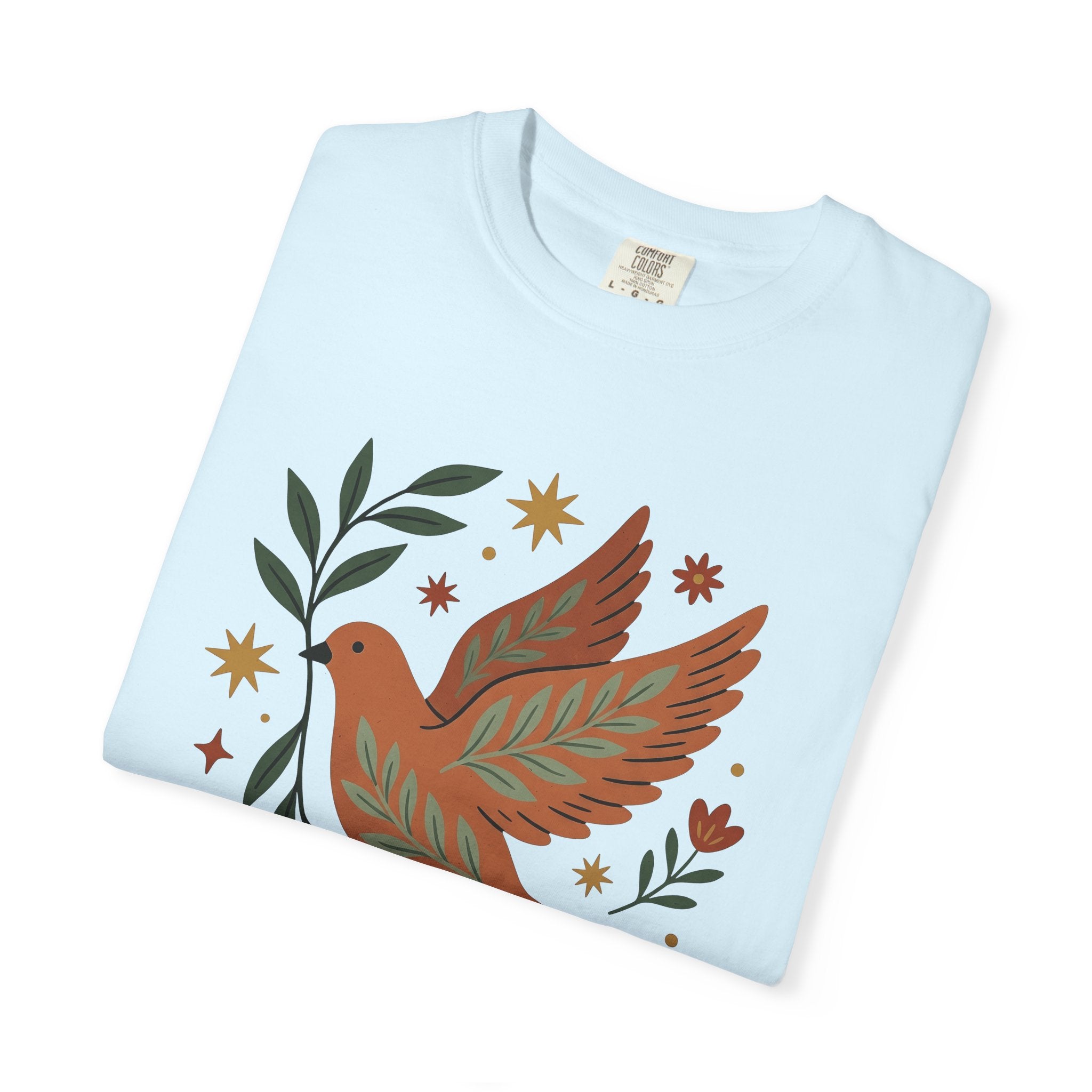 White Dove Shirt Easter Tranquility Gift Women Hand Drawn Tee Pigeon T-Shirt Easter Fan Dove Tshirt Peaceful Graphic Classic Branch Leaves