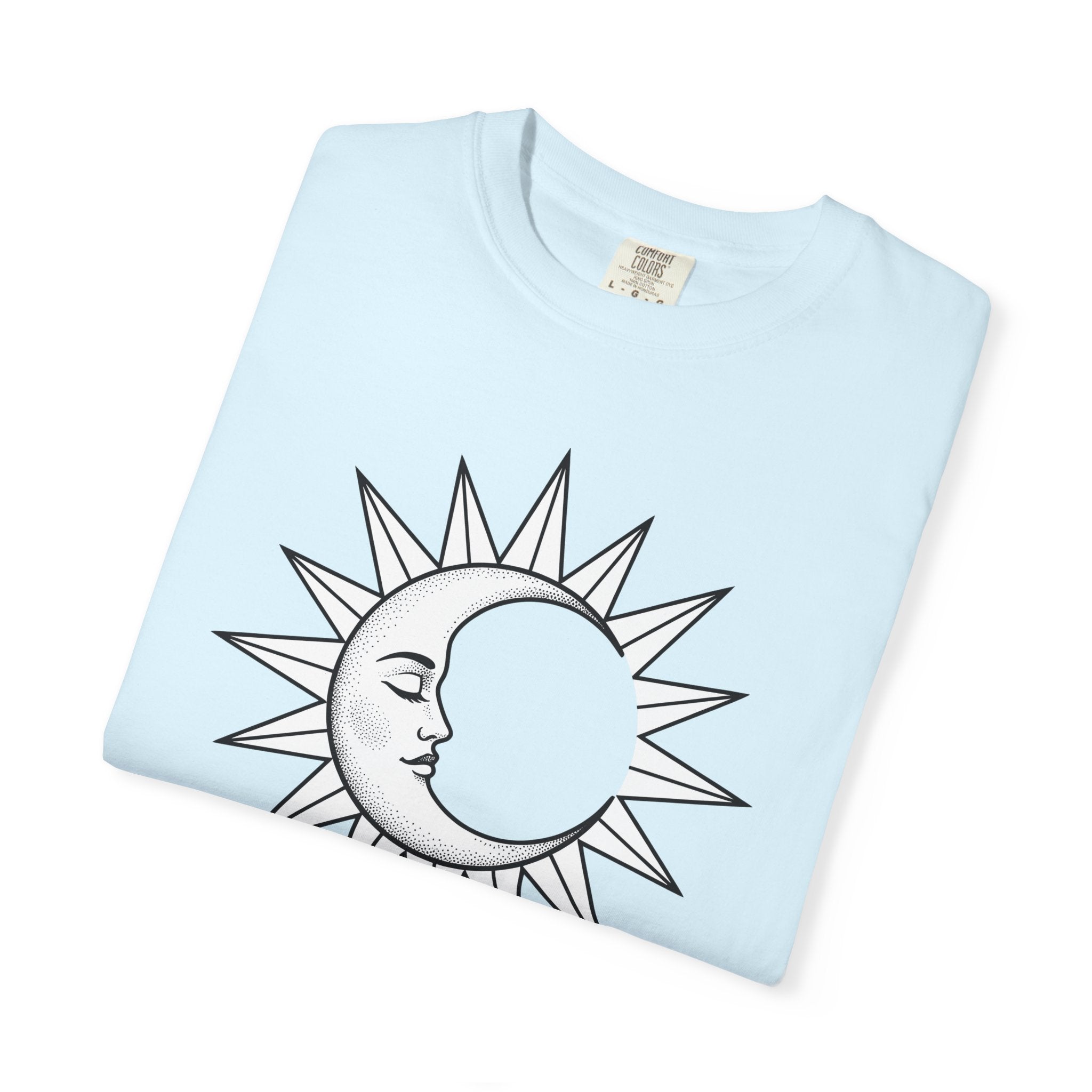 Sun Moon Shirt Boho Chic Celestial Gift Women Line Art Tee Solar T-Shirt Bohemian Fan Simple Tshirt Galaxy Graphic Minimalist Crystals
