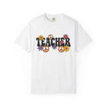 Peace Sign Flowers Shirt Teacher Hippie Gift Women Groovy Tee Flower Arrangement T-Shirt Educator Enthusiast Psychedelic Tshirt Bohemian
