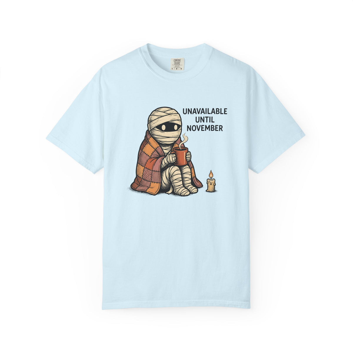 Mummy Coffee Shirt Halloween Cozy Gift Women Cartoon Tee Coffee T-Shirt Horror Fan Comic Tshirt Snug Graphic Retro Candle Tshirt