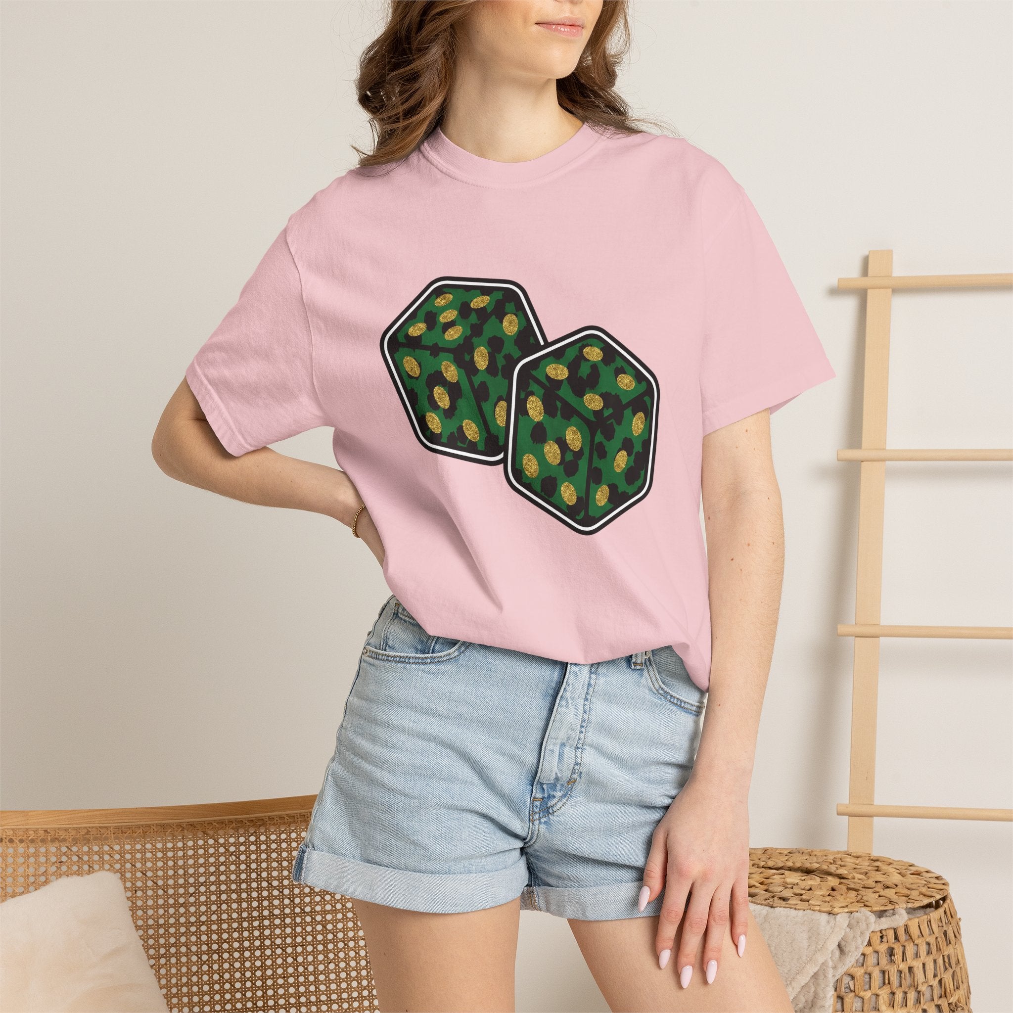 Lucky Dice Shirt St Patrick's Day Odds Gift Women Line Art Tee Dice T-Shirt Luck Fan Doodle Tshirt Probability Graphic Sketch Shiny Coins