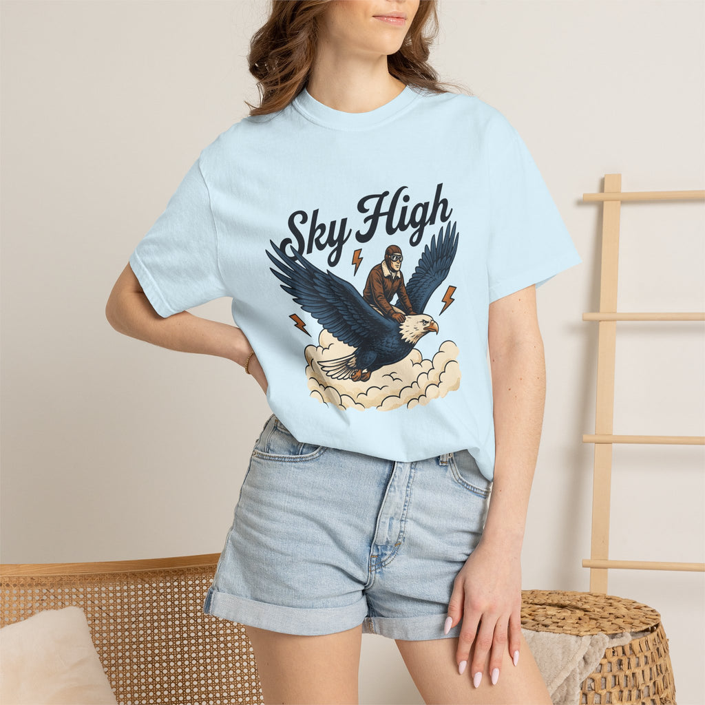 Flying Eagle Shirt Eagle Journey Gift Women Retro Tee Bald Eagle T-Shirt Eagle Fan Vintage Tshirt Travel Graphic Old School Cloudscape