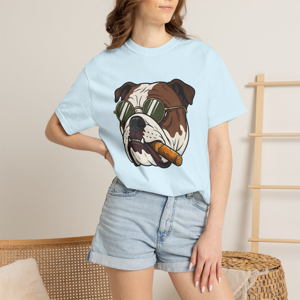 Bulldog Head Shirt Dog Jokes Gift Women Comic Tee Bulldog T-Shirt Dog Fan Cartoon Tshirt Pun Graphic Vintage Shades Tshirt