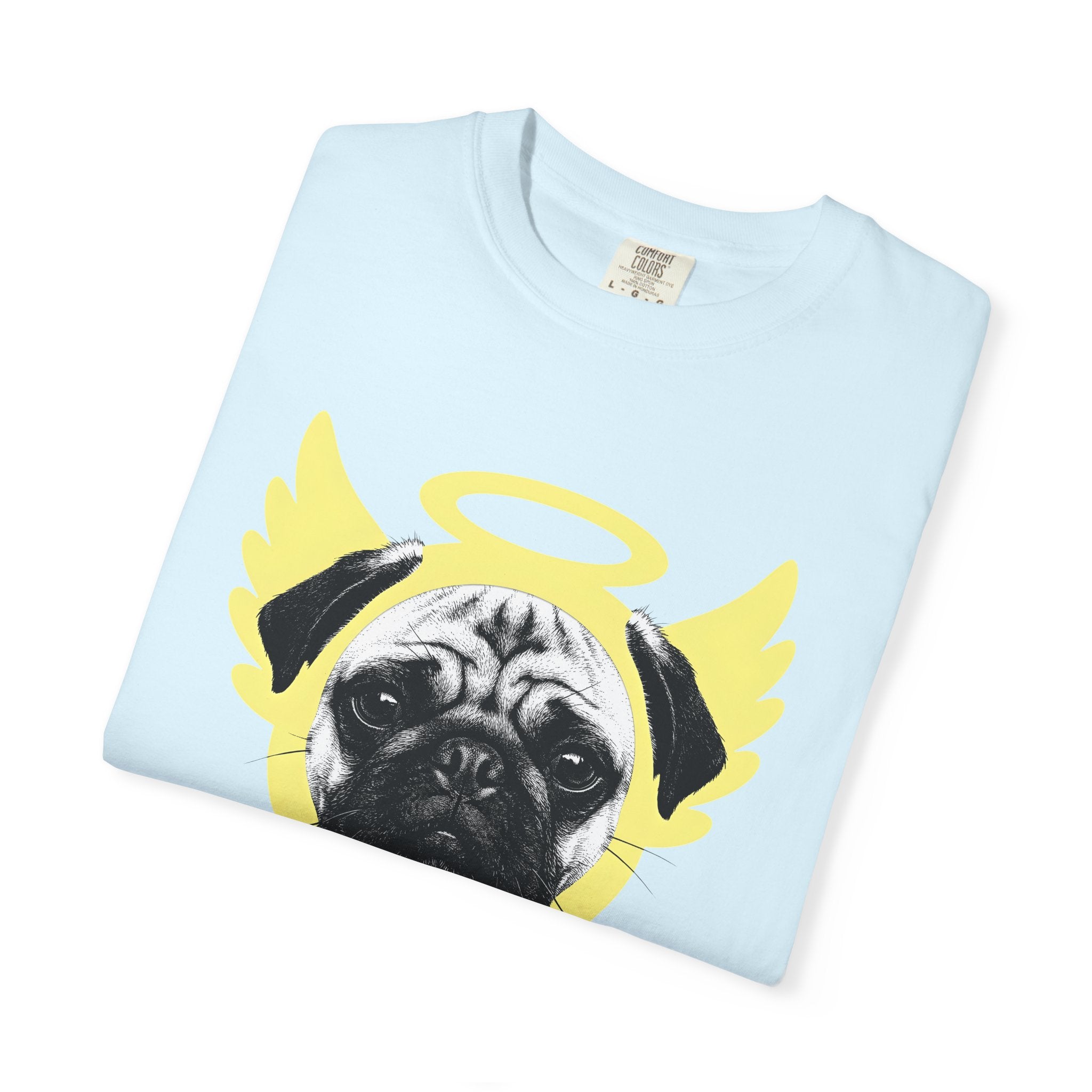 Pug Angel Shirt Dog Animal Gift Women Hand Drawn Tee Pug T-Shirt Dog Fan Illustrated Graphic Retro Halo Tshirt