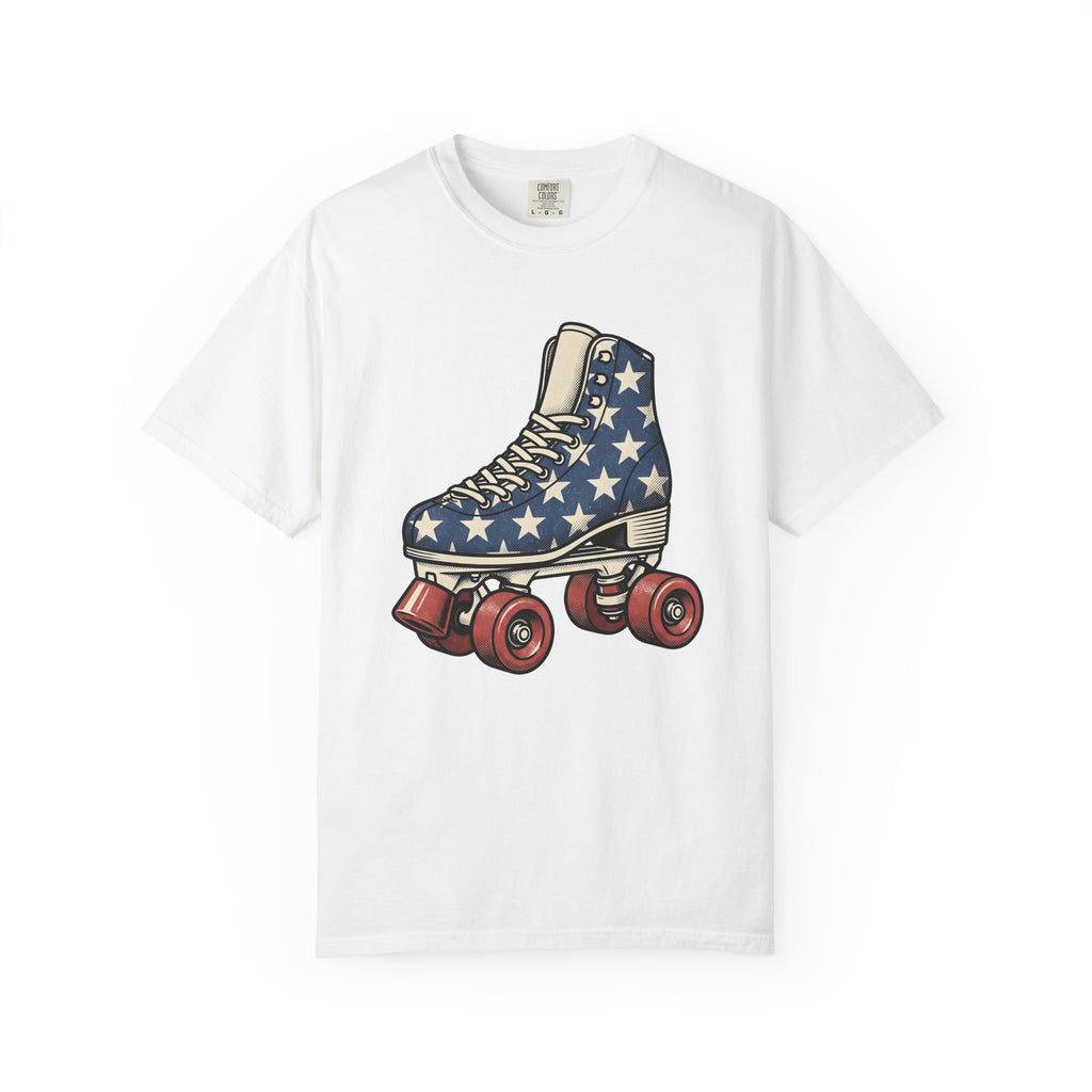 Roller Skates Shirt Roller Skate Usa Gift Women Hand Drawn Tee Roller Skating T-Shirt Skater Fan Sketched Tshirt American Graphic Star