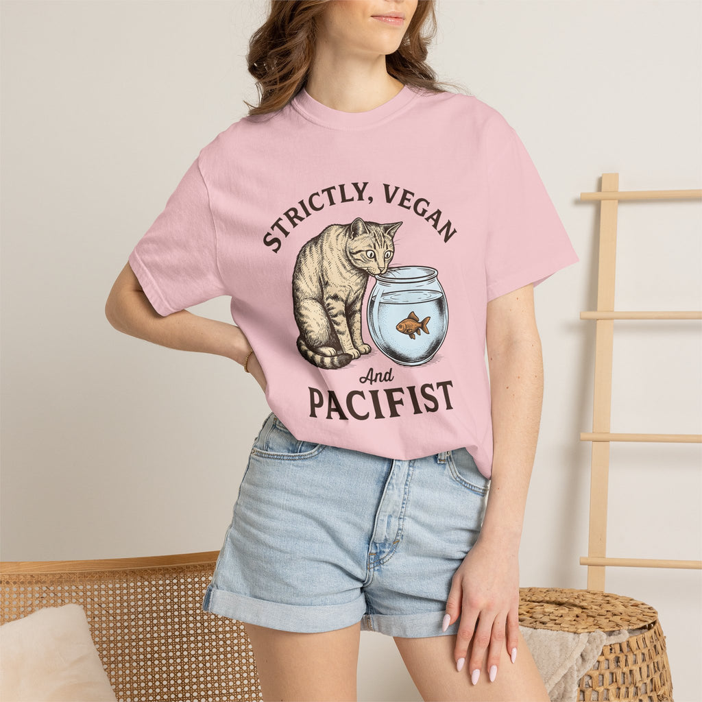 Orange Cat Shirt Cat Comedy Gift Women Hand Painted Tee Kitty T-Shirt Feline Fan Hand Drawn Tshirt Humor Graphic Doodle Fish Tank Tshirt