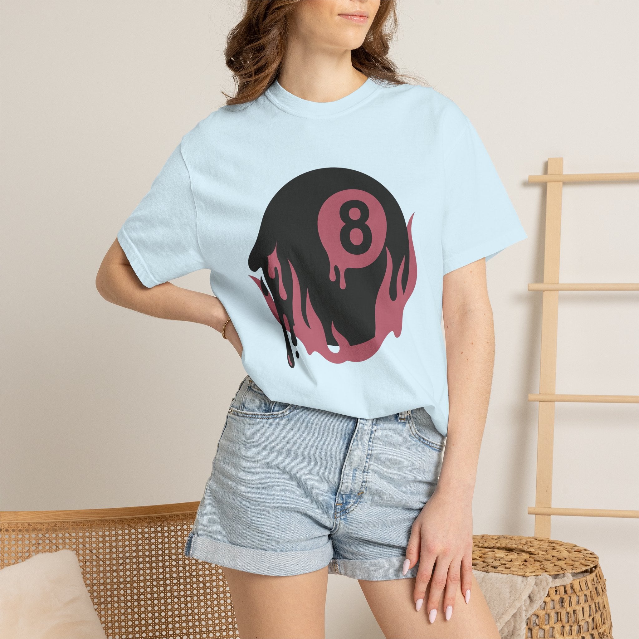 Burning 8 Ball Shirt Billiards Video Games Gift Women Modern Graphic Tee Eight Ball T-Shirt Pool Fan Graphic Tshirt Gamer Graphic Vintage