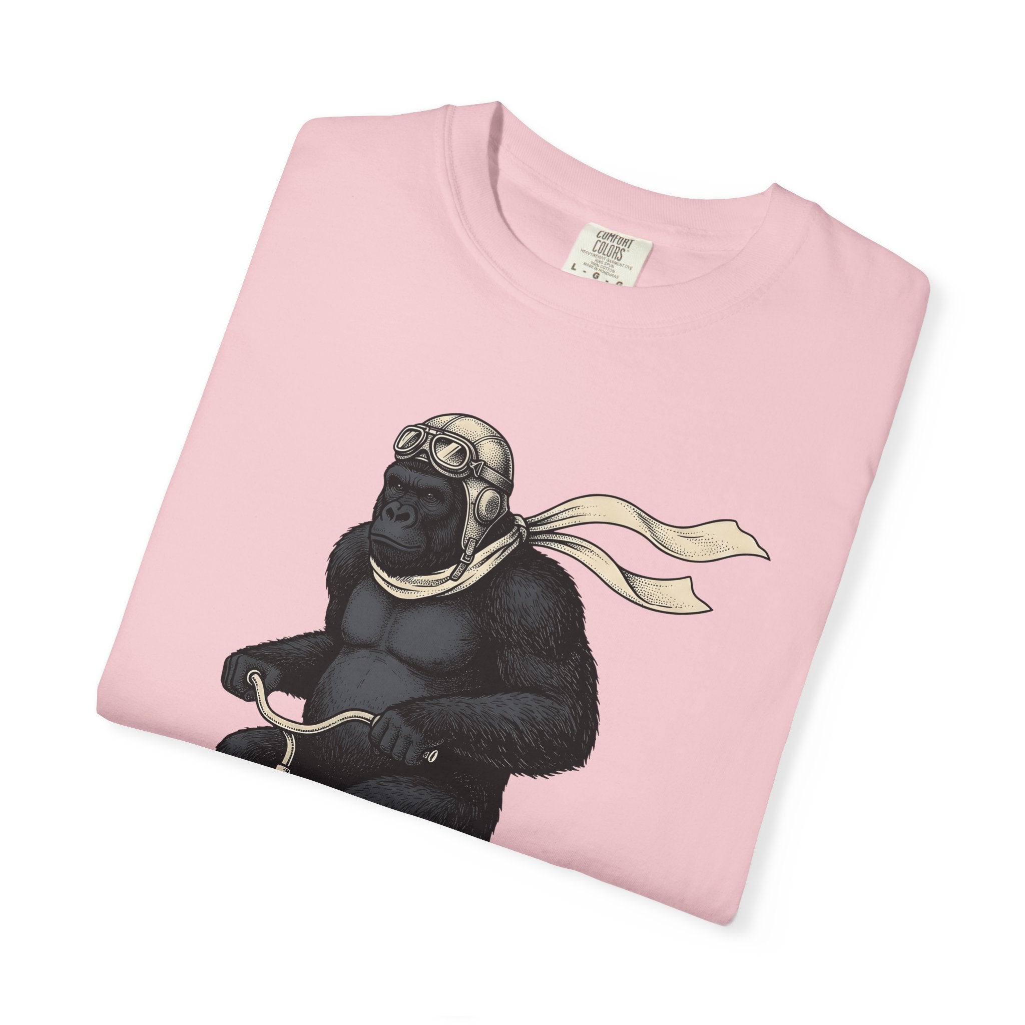 Ape Bike Shirt Animals Jokes Gift Women Retro Tee Monkey Bike T-Shirt Wildlife Fan Prank Graphic Tshirt Sketch Pilot Cap Tshirt