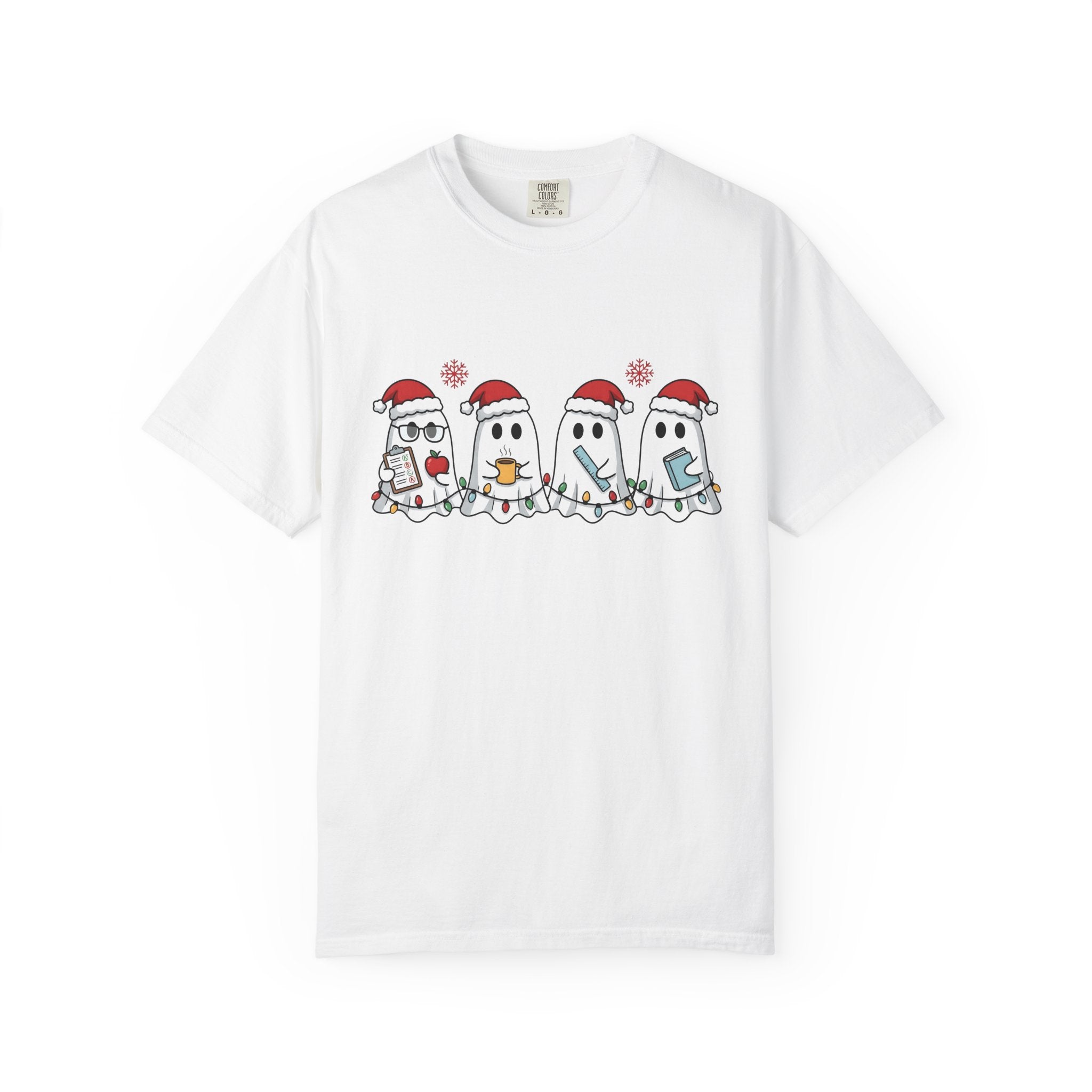 Holiday Ghost Shirt Teachers Celebration Gift Women Sweet Tee Specter T-Shirt Educator Enthusiast Cute Tshirt Festive Graphic Comic