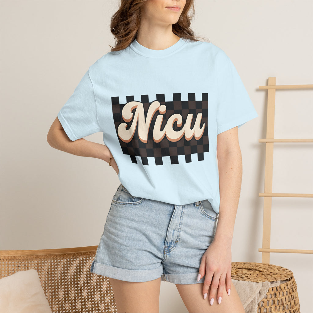 Nicu Typography Shirt Nurses Wellness Gift Women Old School Tee Typography T-Shirt Nurse Enthusiast Vintage Tshirt Health Graphic Design