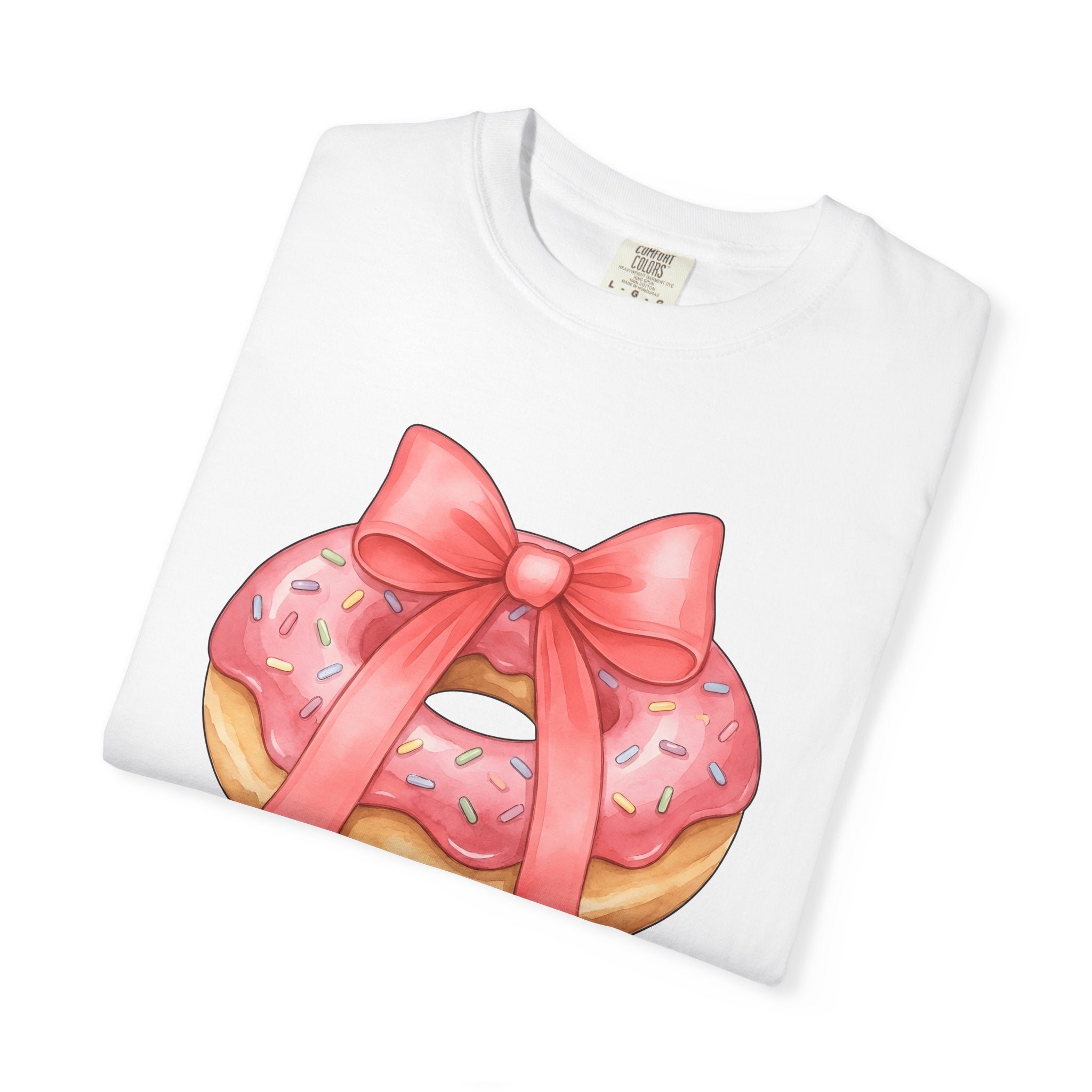 Sprinkle Donut Bow Shirt Desserts Confectionery Gift Women Brush Stroke Tee Donut T-Shirt Pastry Fan Watercolor Tshirt Candy Graphic
