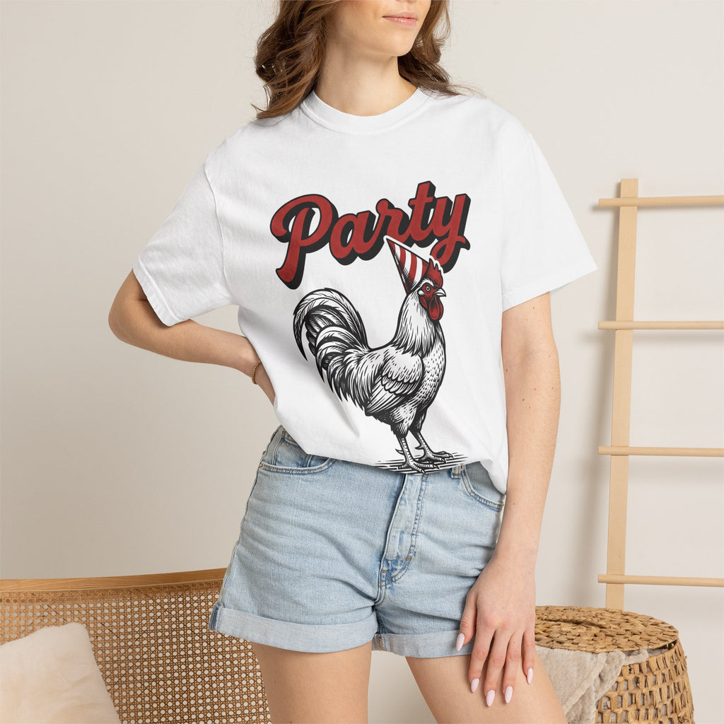Cock Party Hat Shirt Funny Creatures Gift Women Aged Tee Rooster T-Shirt Humor Fan Vintage Tshirt Beast Graphic Traditional Sprinkles Tshirt