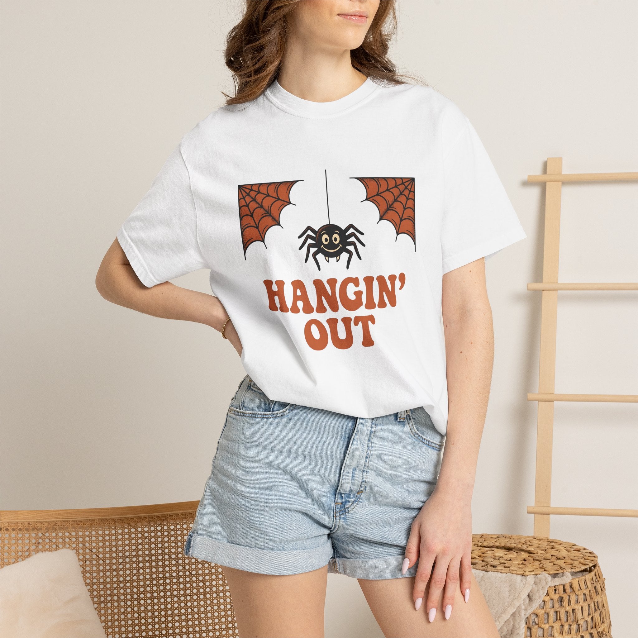 Spider Clipart Shirt Halloween Scary Gift Women Charming Tee Arachnid T-Shirt Horror Fan Creepy Graphic Tshirt Vintage Cobweb Tshirt