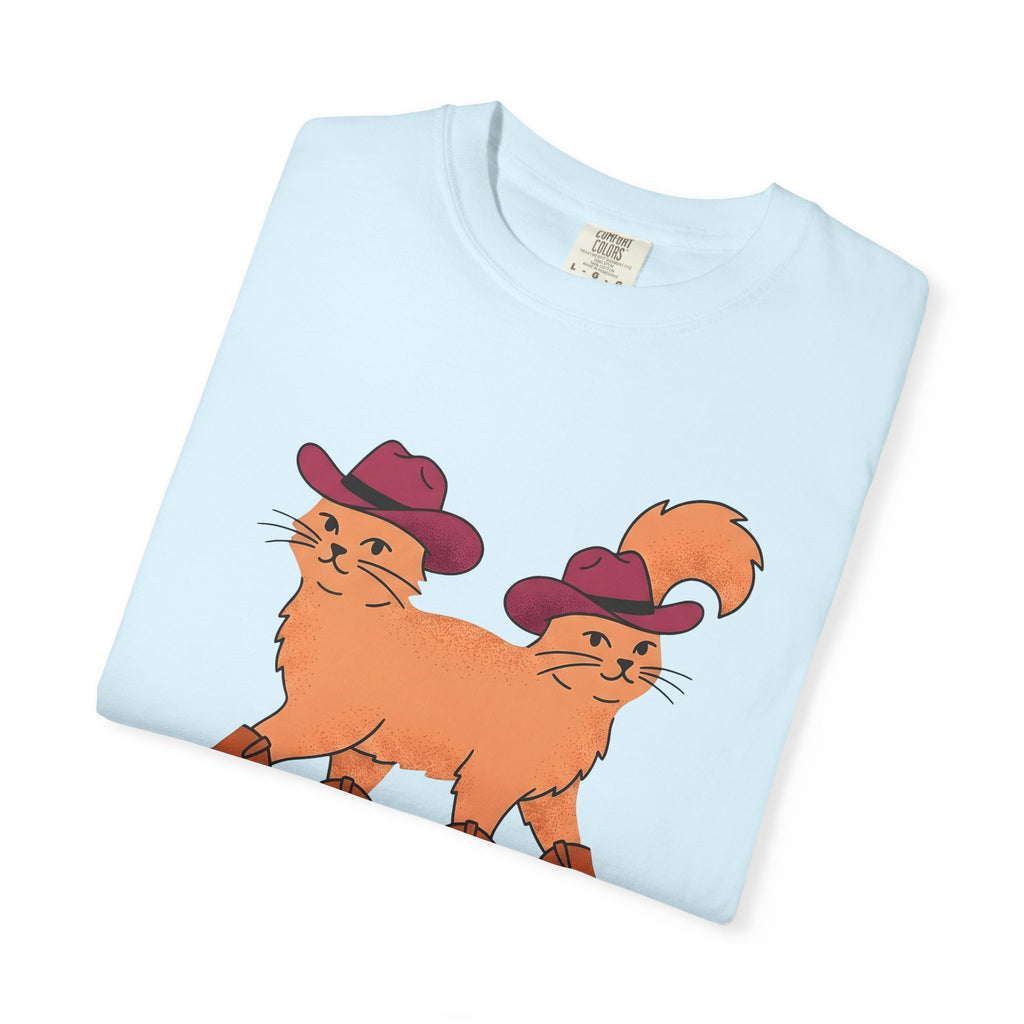 Cowboy Kitten Shirt Cowgirl Farm Gift Women Comic Strip Tee Kitten T-Shirt Cowgirl Fan Cartoon Tshirt Ranch Graphic Old School Leather Boots