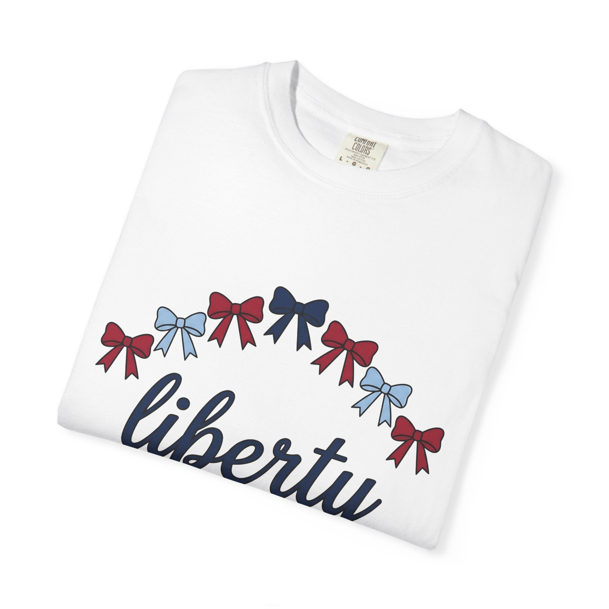 Usa Bows Shirt America Seasonal Gift Women Simple Tee Ribbons T-Shirt American Fan Ribbon Tshirt Holiday Graphic Vintage Cursive Font Tshirt