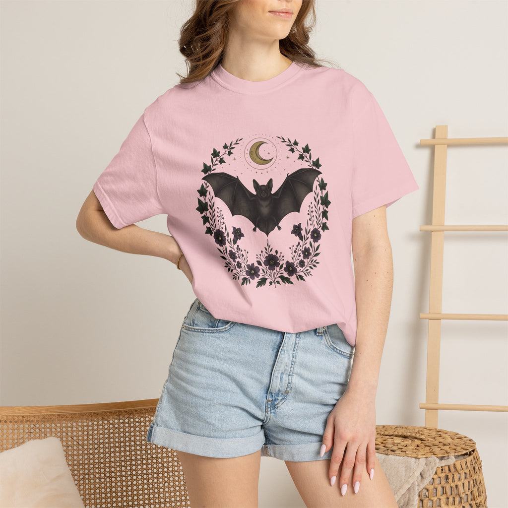 Bat Shirt Gothic Outdoors Gift Women Bohemian Tee Flying Fox T-Shirt Dark Fan Hippie Tshirt Nature Graphic Retro Flowers Tshirt