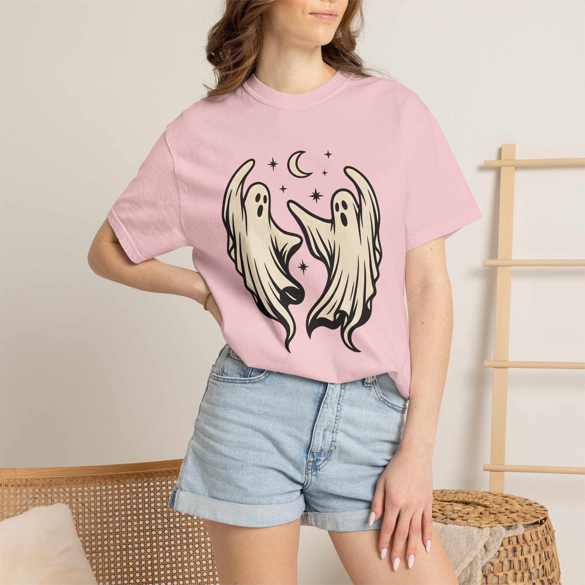 Ghost Dancers Shirt Halloween Scary Gift Women Hand Drawn Tee Specter T-Shirt Horror Fan Phantom Tshirt Fright Graphic Clean Full Moon