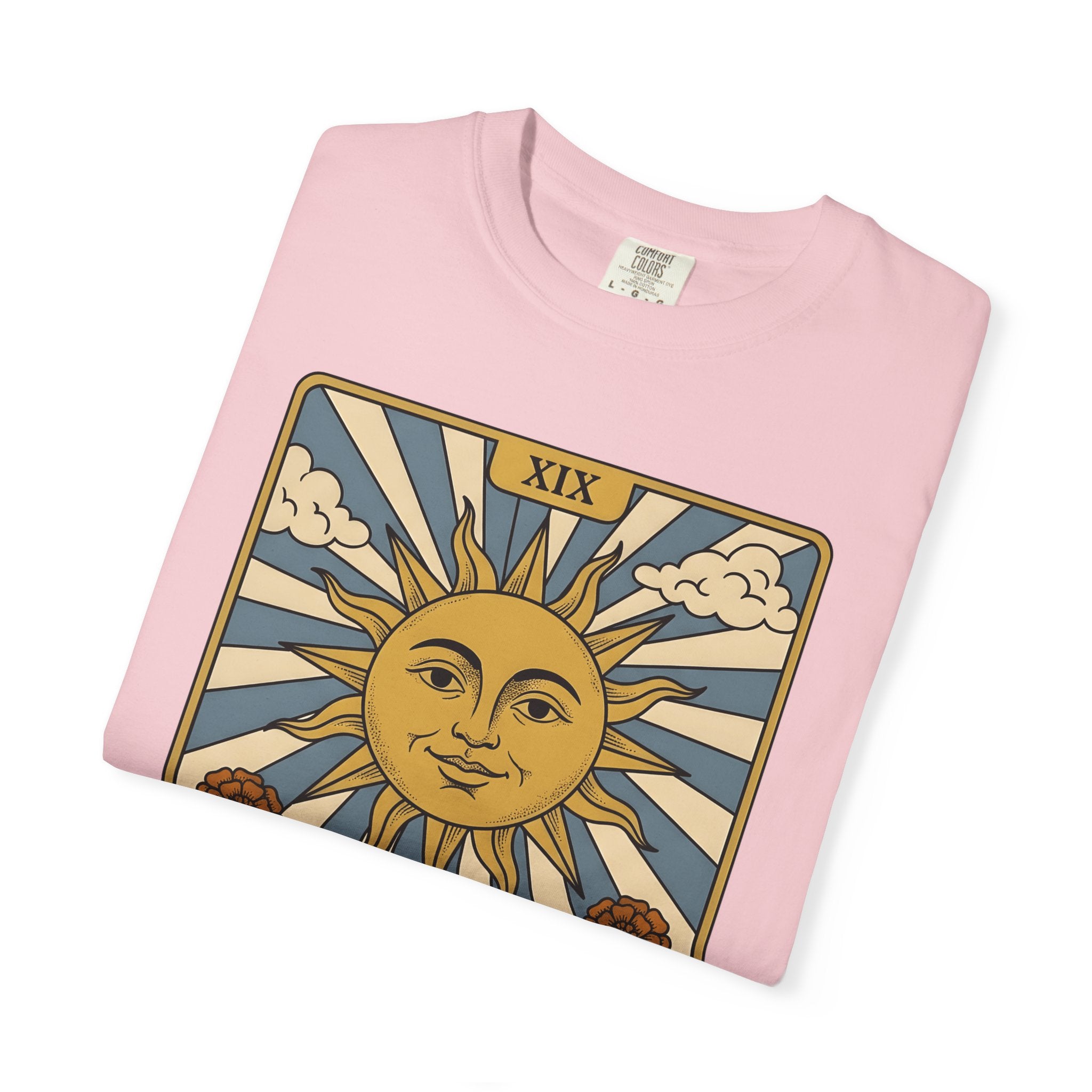 Sun Tarot Shirt Boho Chic Cosmos Gift Women Sketch Tee Tarot Card T-Shirt Bohemian Fan Doodle Tshirt Galaxy Graphic Tribal Floral Motif