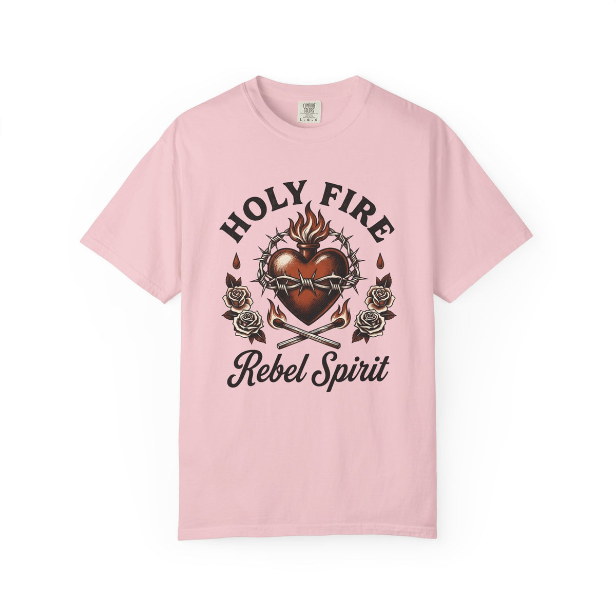 Flaming Divine Heart Shirt Tattoo Witchcraft Unisex Gift Sketch Tee Sacred Heart