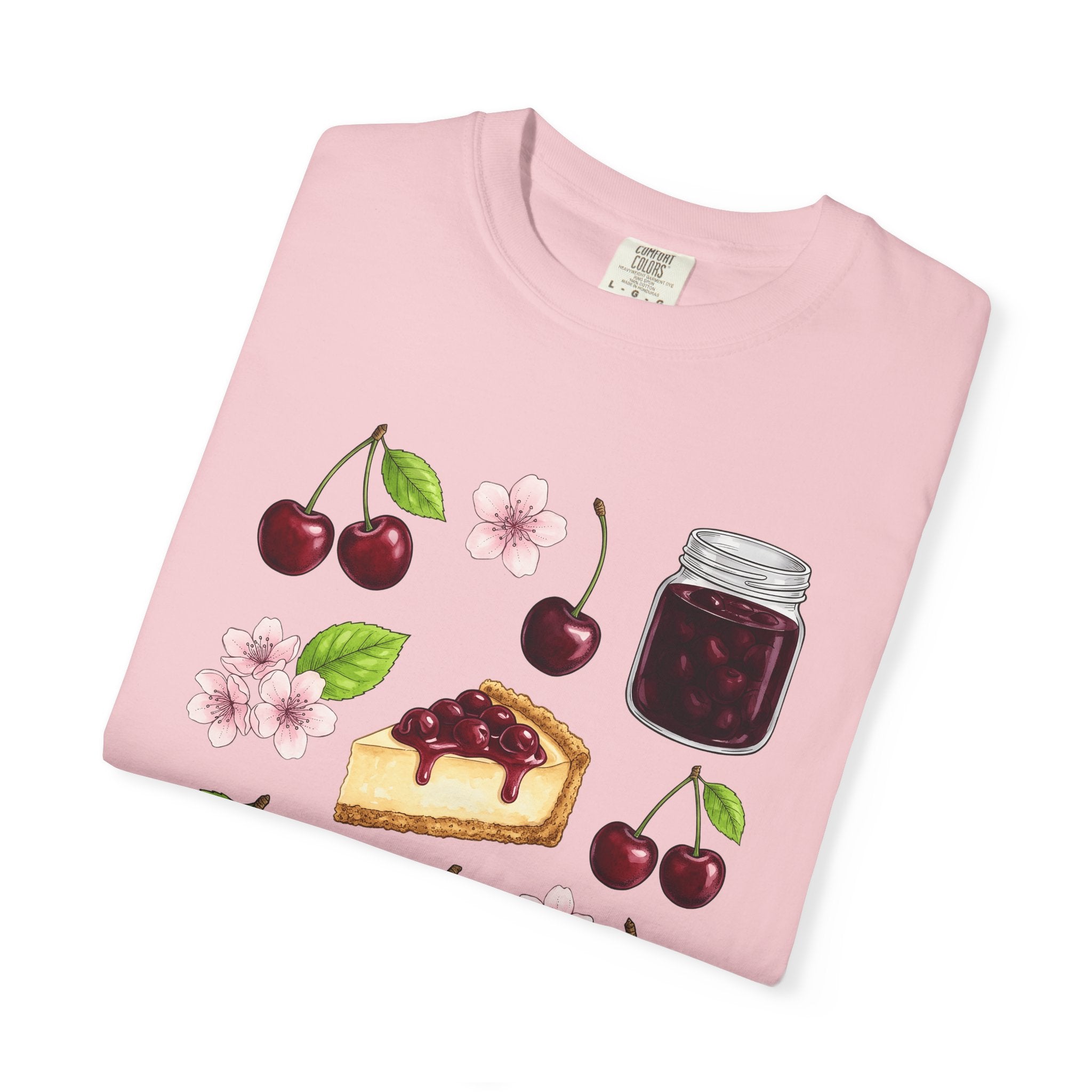 Cherry Tart Shirt Desserts Confections Gift Women Line Art Tee Tart T-Shirt Dessert Fan Pie Tshirt Sweets Graphic Pastel Floral Tshirt