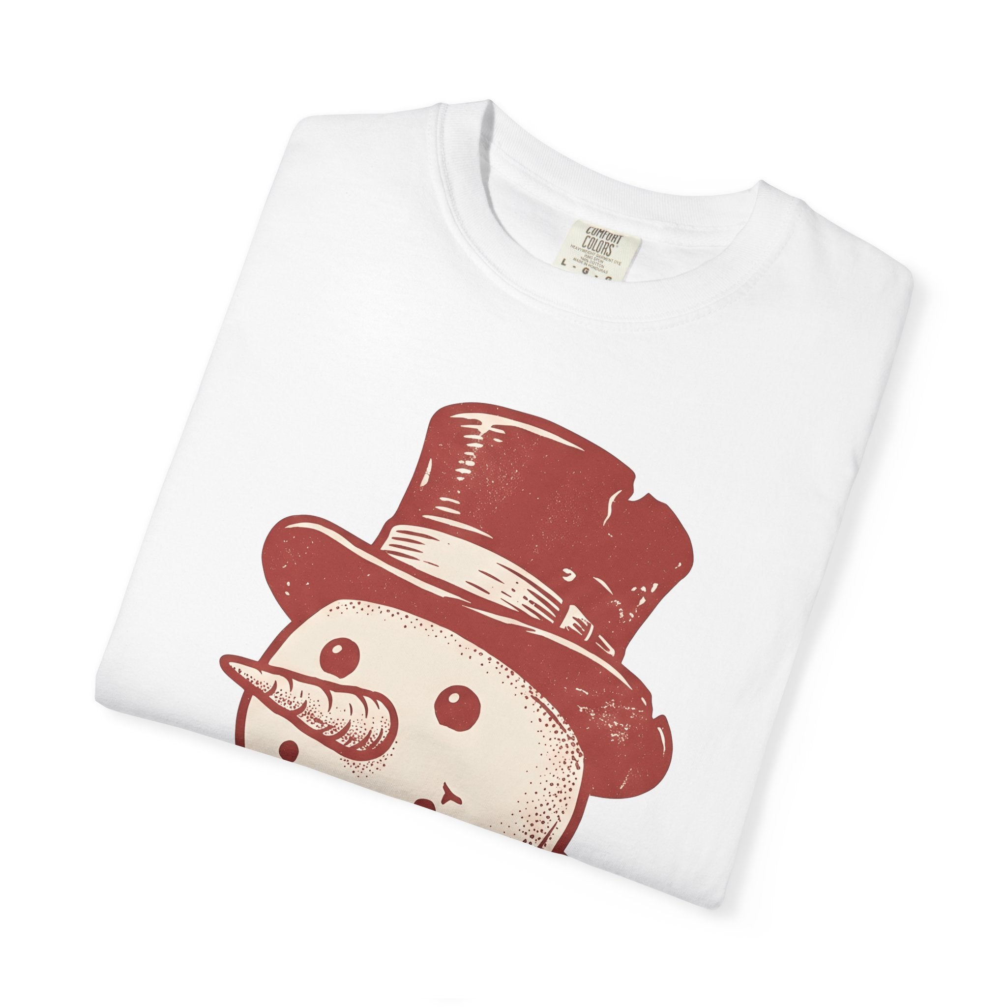 Snowman Illustration Shirt Christmas Holiday Gift Women Retro Tee Frosty T-Shirt Xmas Fan Vintage Tshirt Seasonal Graphic Sketch Neck Warmer