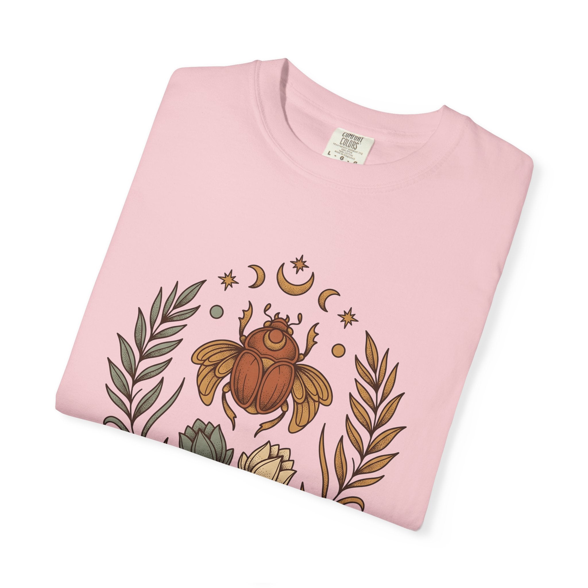 Scarab Beetle Shirt Boho Chic Spiritual Gift Women Boho Tee Beetle T-Shirt Bohemian Fan Hippie Tshirt Mystical Graphic Vintage Crescent Moon