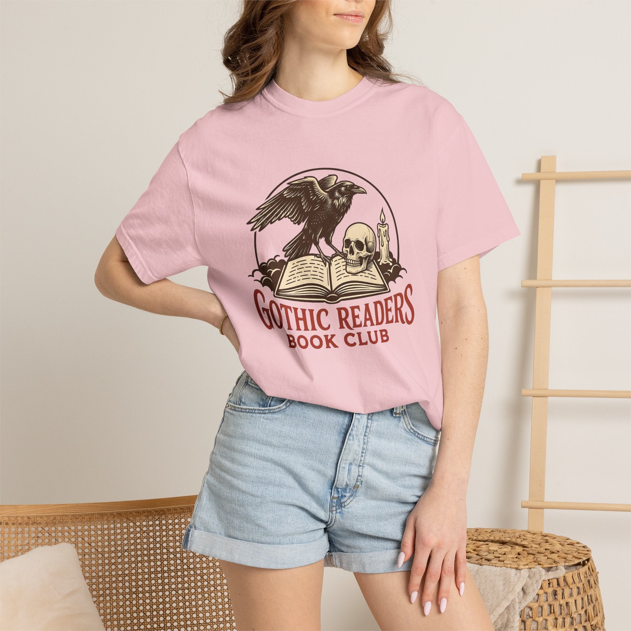 Raven Skull Book Shirt Gothic Book Gift Women Gothic Tee Skull T-Shirt Occult Fan Dark Tshirt Novelty Graphic Vintage Candle Tshirt