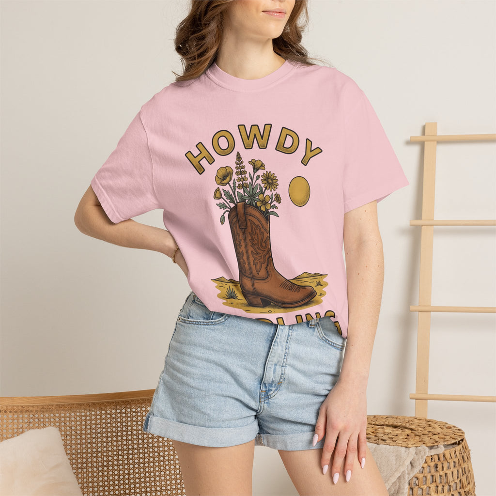 Riding Boot Shirt Cowgirl Farm Gift Women Antique Tee Riding Boots T-Shirt Rodeo Fan Vintage Tshirt Ranch Graphic Doodle Wild Blooms Tshirt