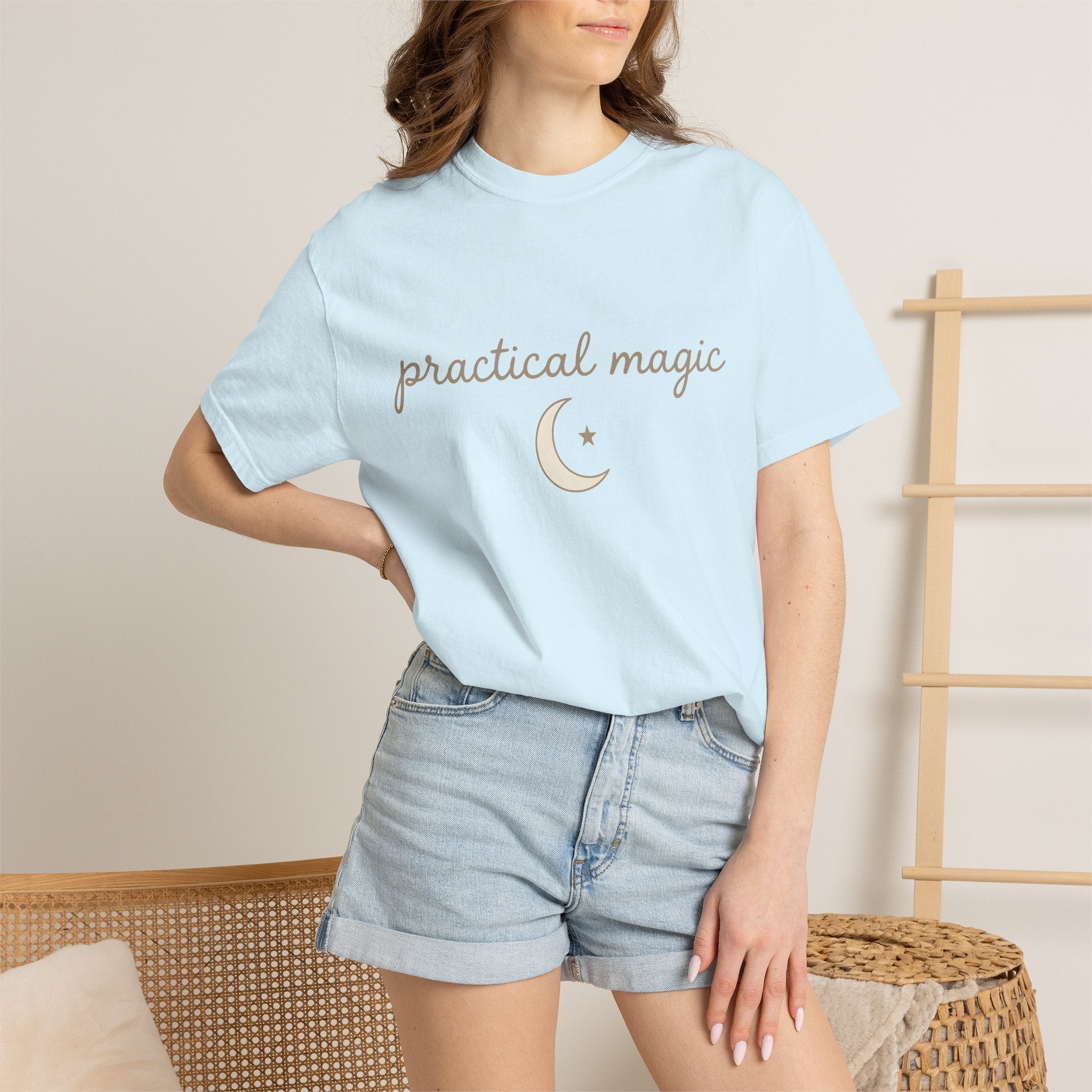 Crescent Moon Shirt Magic Zodiac Gift Women Modern Tee Lunar T-Shirt Witch Enthusiast Contemporary Tshirt Astrology Graphic Tribal Star