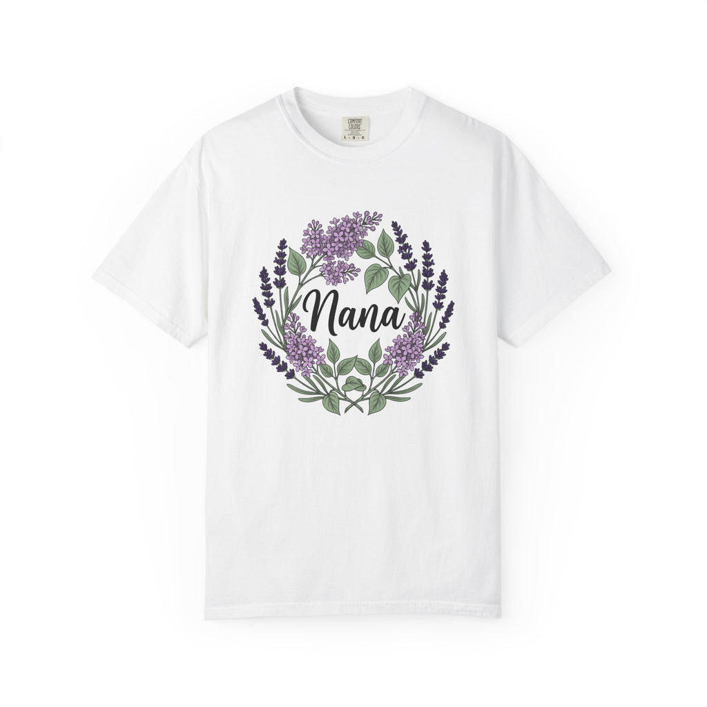 Lavender Floral Wreath Shirt Grandma Floral Gift Women Botanical Tee Wreath T-Shirt Nana Fan Botanical Illustration Floral Design Hand Drawn
