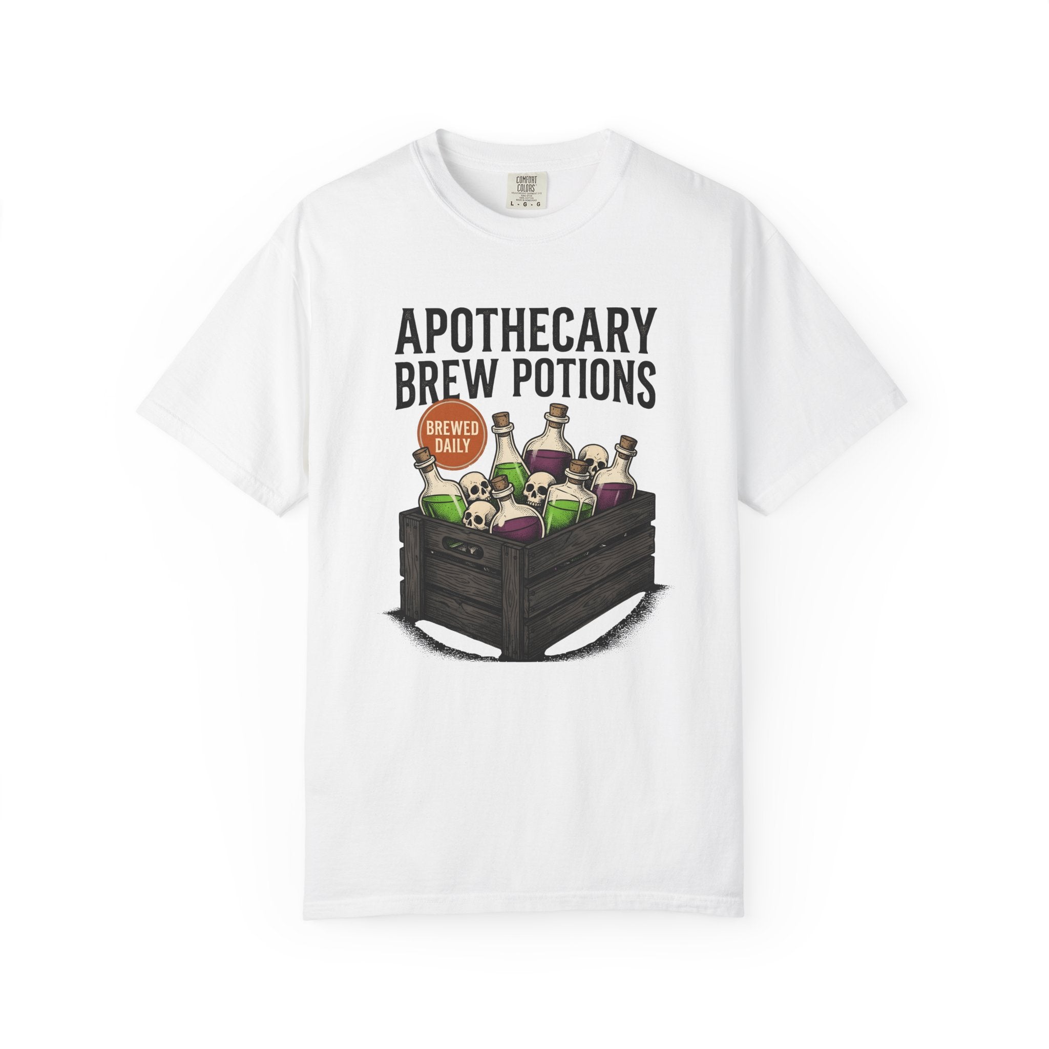 Potion Bottles Crate Shirt Halloween Gothic Gift Women Vintage Tee Apothecary Chest T-Shirt Horror Fan Retro Tshirt Dark Graphic Hand Drawn