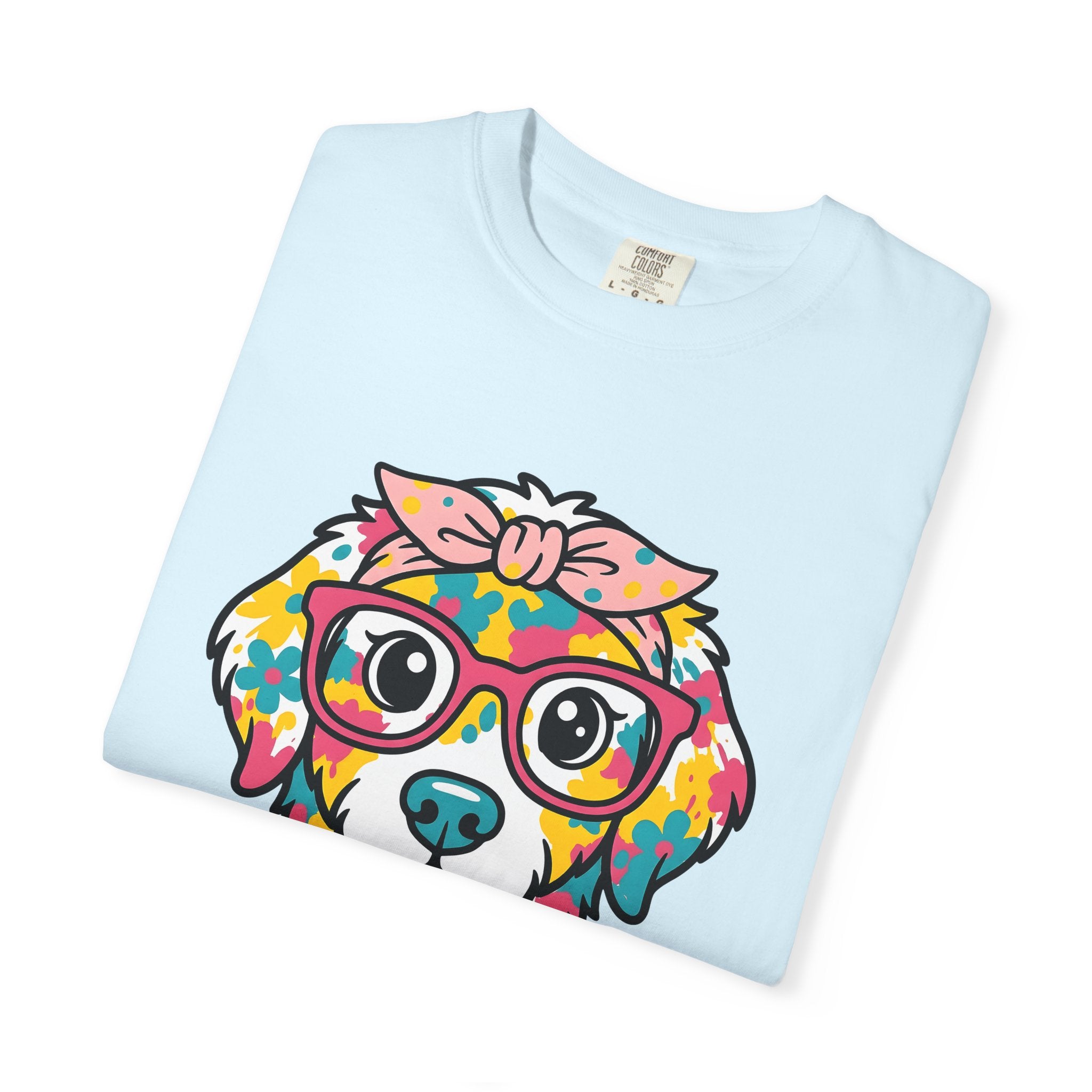 Dog Head Shirt Easter Animal Gift Women Comic Tee Puppy T-Shirt Easter Fan Cartoon Tshirt Creature Graphic Vibrant Spectacles Tshirt