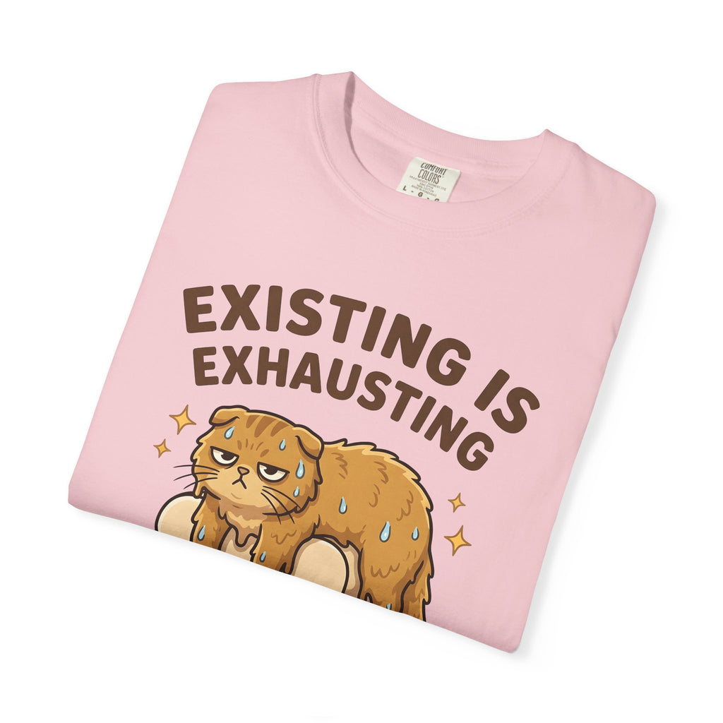 Relaxed Cat Shirt Cat Comedy Gift Women Playful Tee Kitty T-Shirt Cat Fan Funny Tshirt Humor Graphic Illustrated Slice Of Pizza Tshirt