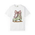 Ice Skating Shoe Shirt Christmas Frost Gift Women Nostalgic Tee Skate T-Shirt Xmas Fan Winter Tshirt Frosty Graphic Line Art Spotted Ribbon