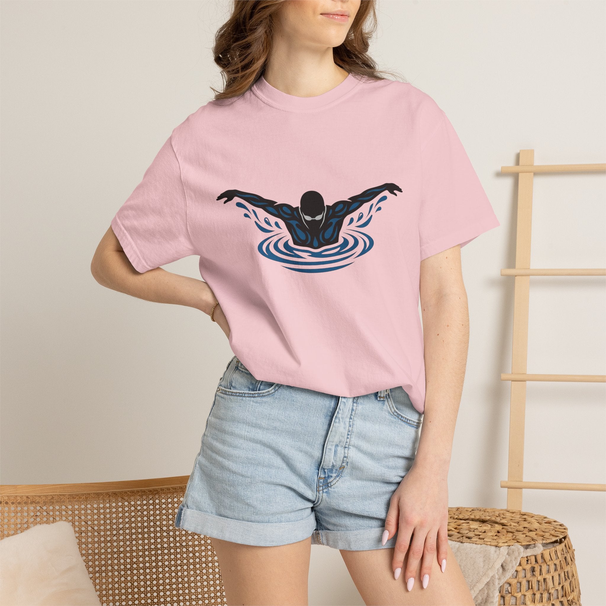 Swim Athlete Shirt Swimming Exercise Gift Women Retro Tee Swimmer T-Shirt Diver Enthusiast Vintage Tshirt Fitness Graphic Line Art Splash