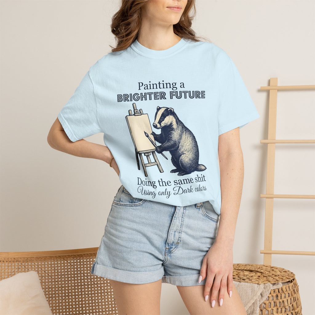 Badger Painting Shirt Animal Humor Gift Women Vintage Tee Badger T-Shirt Animal Fan Retro Tshirt Funny Graphic Hand Drawn Easel Tshirt