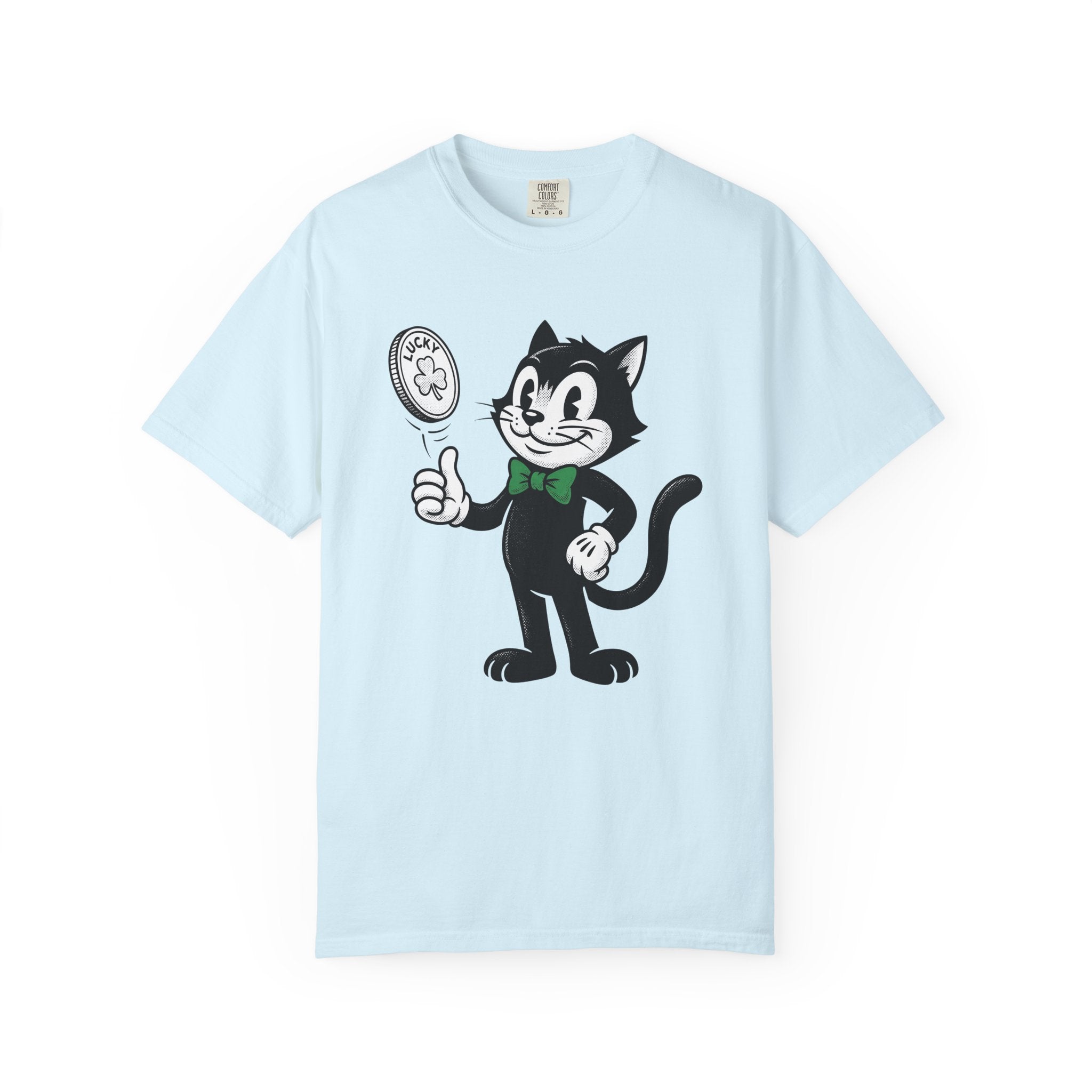 Black Cat Shirt St Patrick's Day Luck Gift Women Cartoon Tee Cat T-Shirt Lucky Fan Toon Tshirt Fortune Graphic Vintage Coin Tshirt