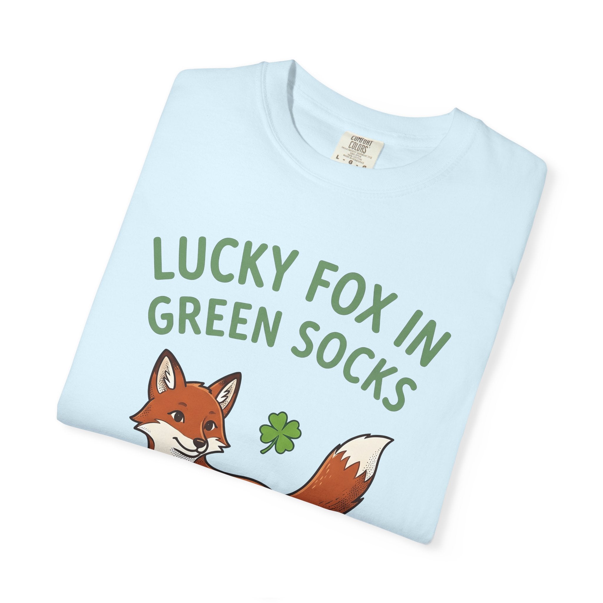 Fox Socks Shirt St Patrick's Day Creatures Gift Women Illustration Tee Socks T-Shirt Shamrock Fan Illustrated Tshirt Animal Graphic Hand