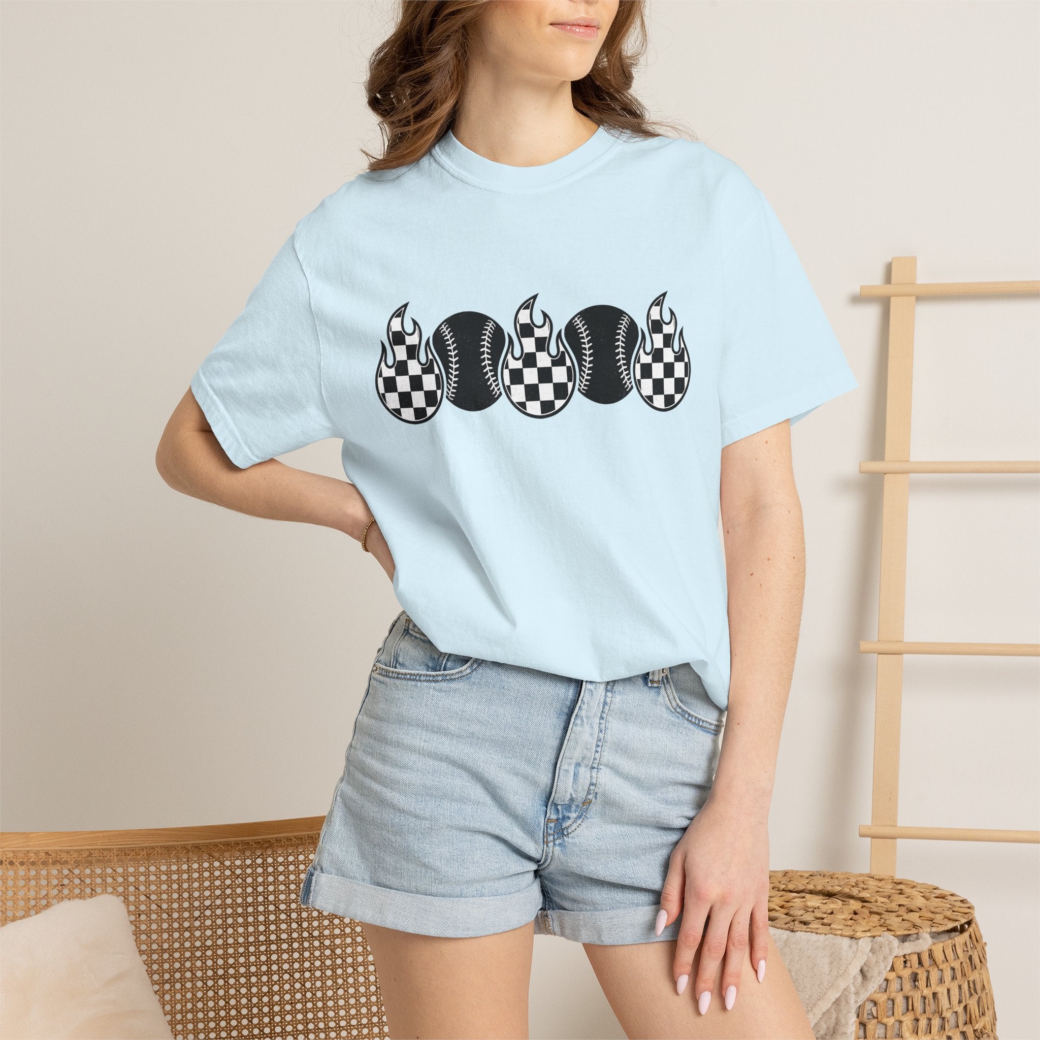 Baseball Flames Shirt Moms Competition Gift Women Sketch Tee Fireball T-Shirt Mom Fan Drawing Graphic Traditional Tartan Tshirt
