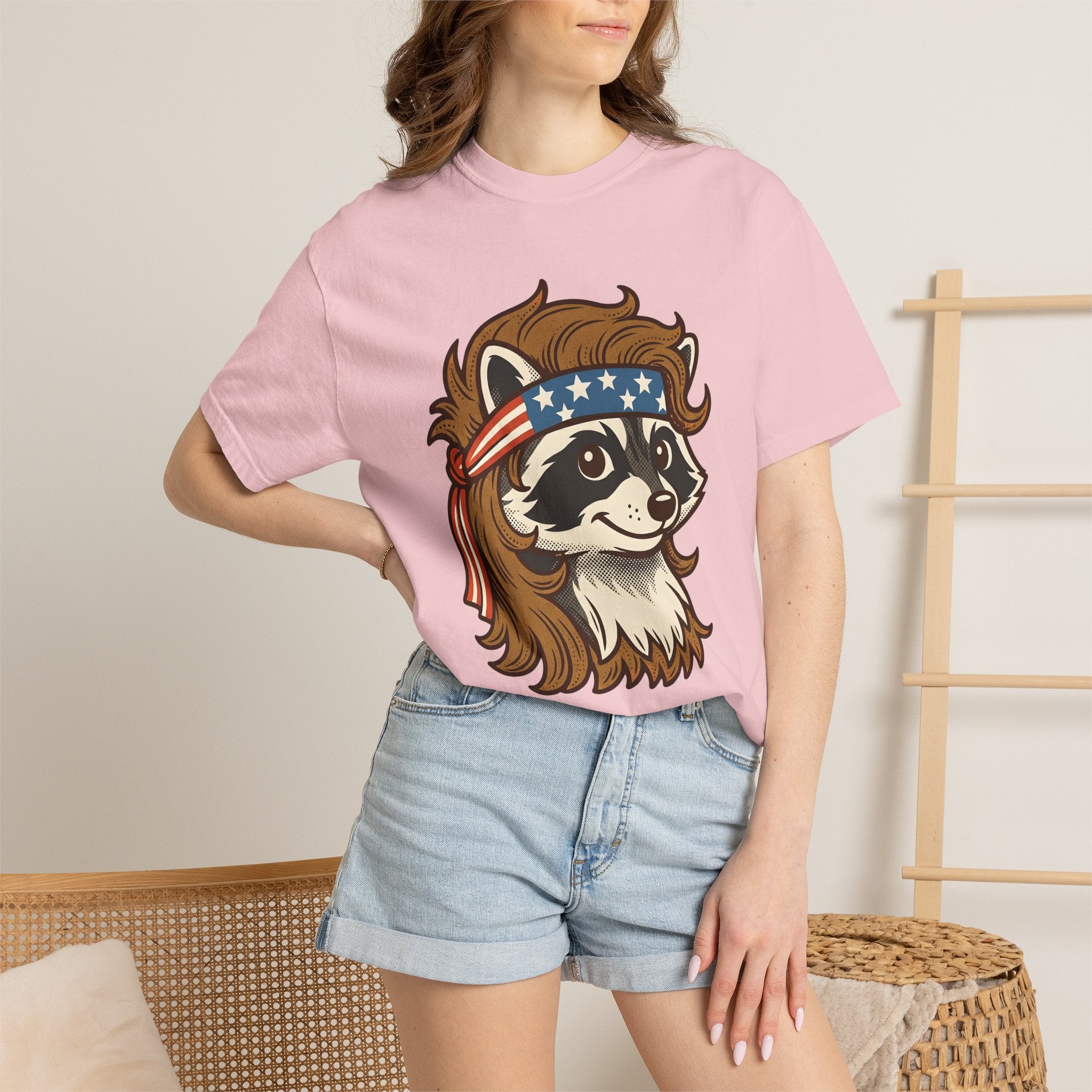 Raccoon Head Wrap Shirt America 4Th Of July Creature Gift Women Hand Drawn Tee Headband T-Shirt Patriot Fan Illustrated Tshirt Animal