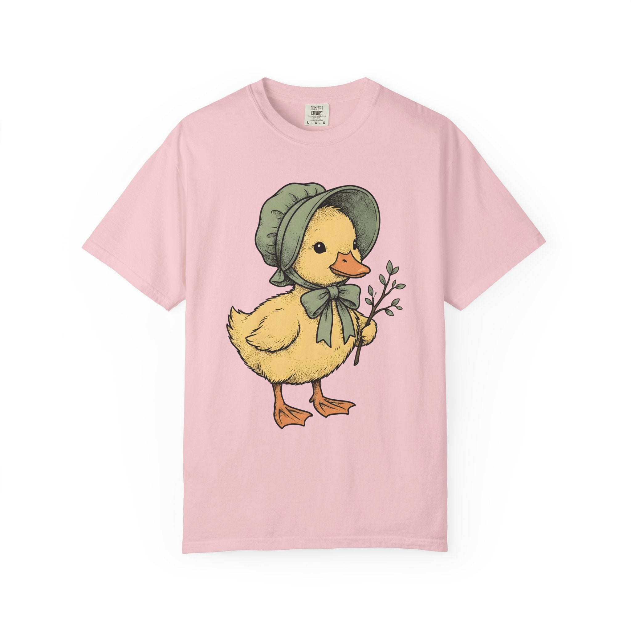 Baby Duck Bonnet Shirt Easter Bloom Gift Women Antique Tee Duckling T-Shirt Easter Fan Baby Bonnet Tshirt Vintage Illustration Line Art Limb