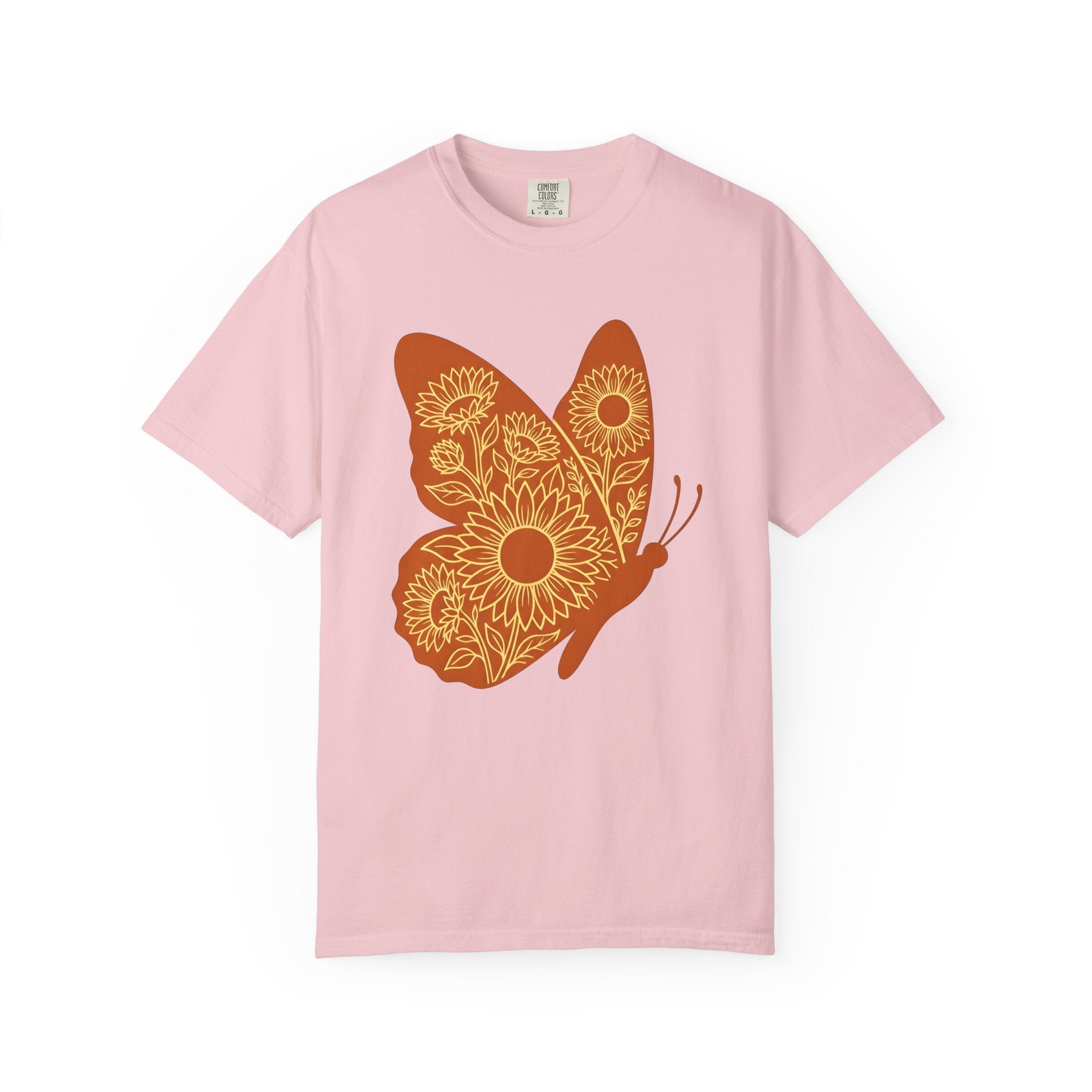 Butterfly Sunflower Shirt Animals & Flowers Outdoors Gift Women Rustic Tee Sunflower T-Shirt Floral Fan Vintage Tshirt Nature Graphic Simple