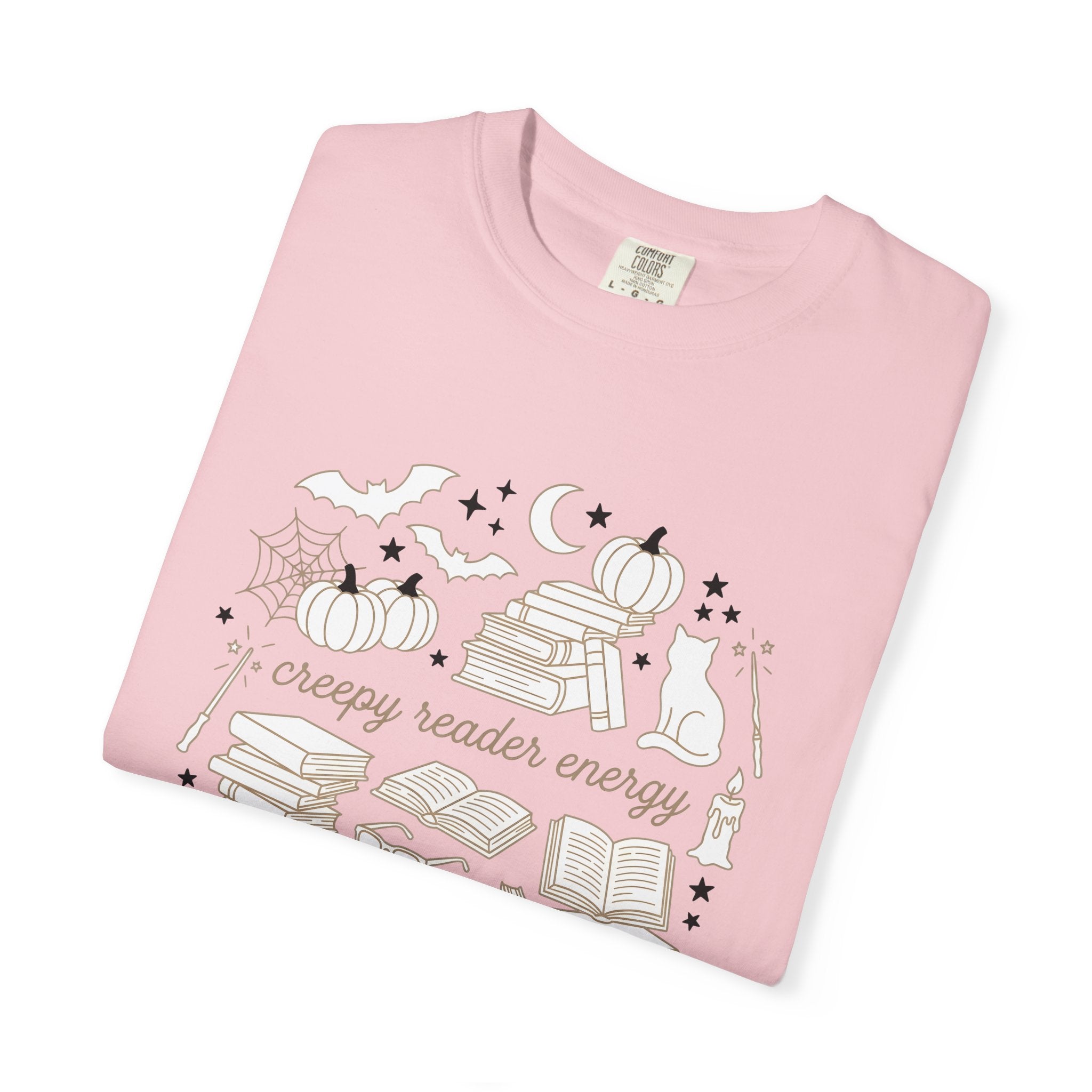 Creepy Book Pile Shirt Halloween Reader Gift Women Sketch Tee Book Stack T-Shirt Horror Fan Drawing Illustration Retro Jack-O-Lantern Tshirt