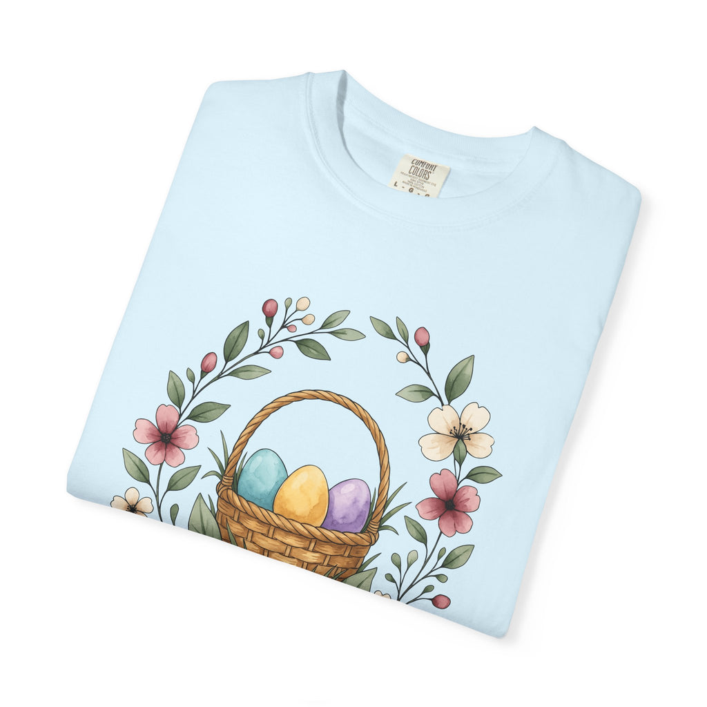 Easter Basket Shirt Easter Plants Gift Women Illustration Tee Easter Basket T-Shirt Easter Fan Spring Tshirt Floral Graphic Doodle Floral