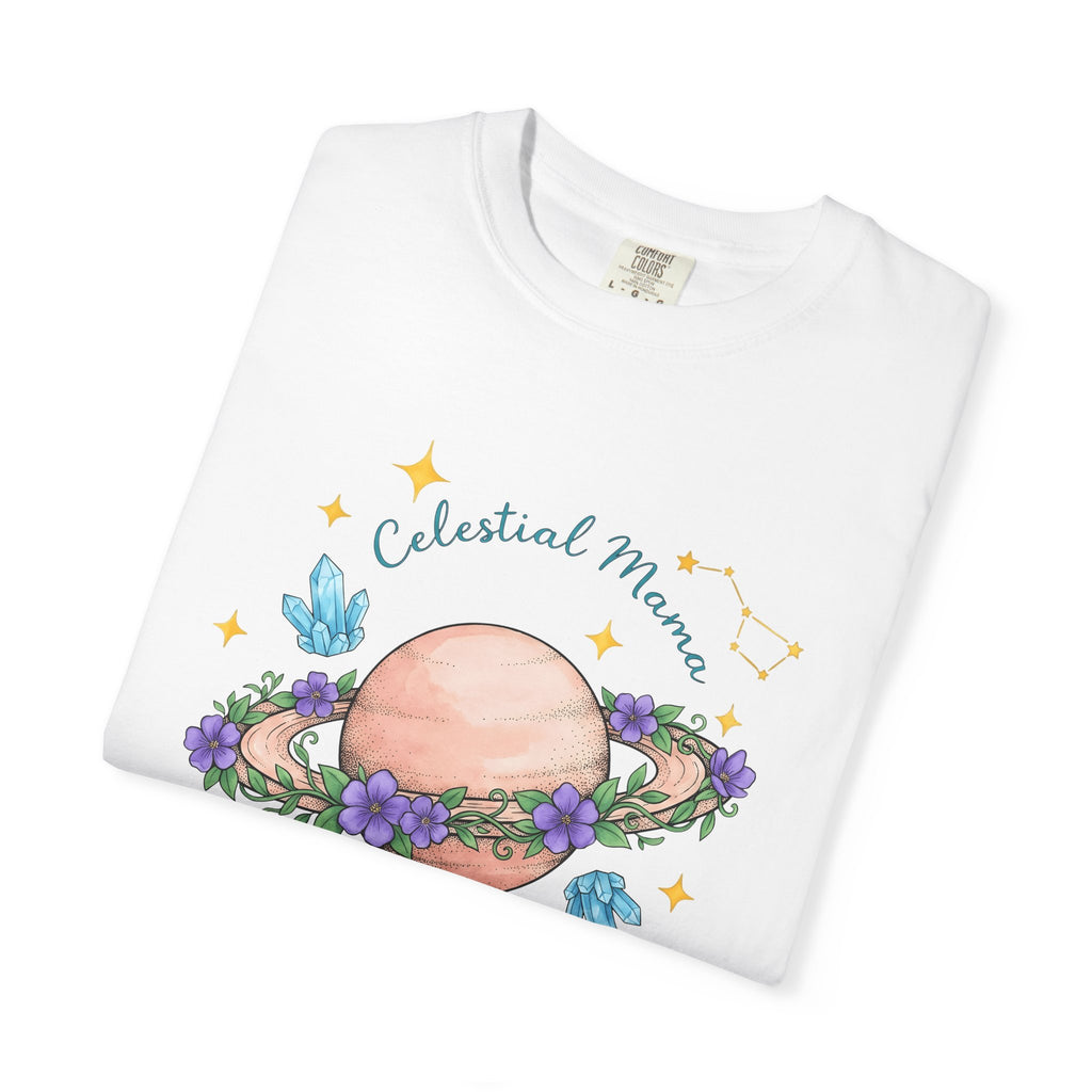 Flower Planet Shirt Boho Chic Astrology Gift Women Fantasy Tee Galaxy T-Shirt Bohemian Enthusiast Mystical Tshirt Zodiac Graphic Brushstroke